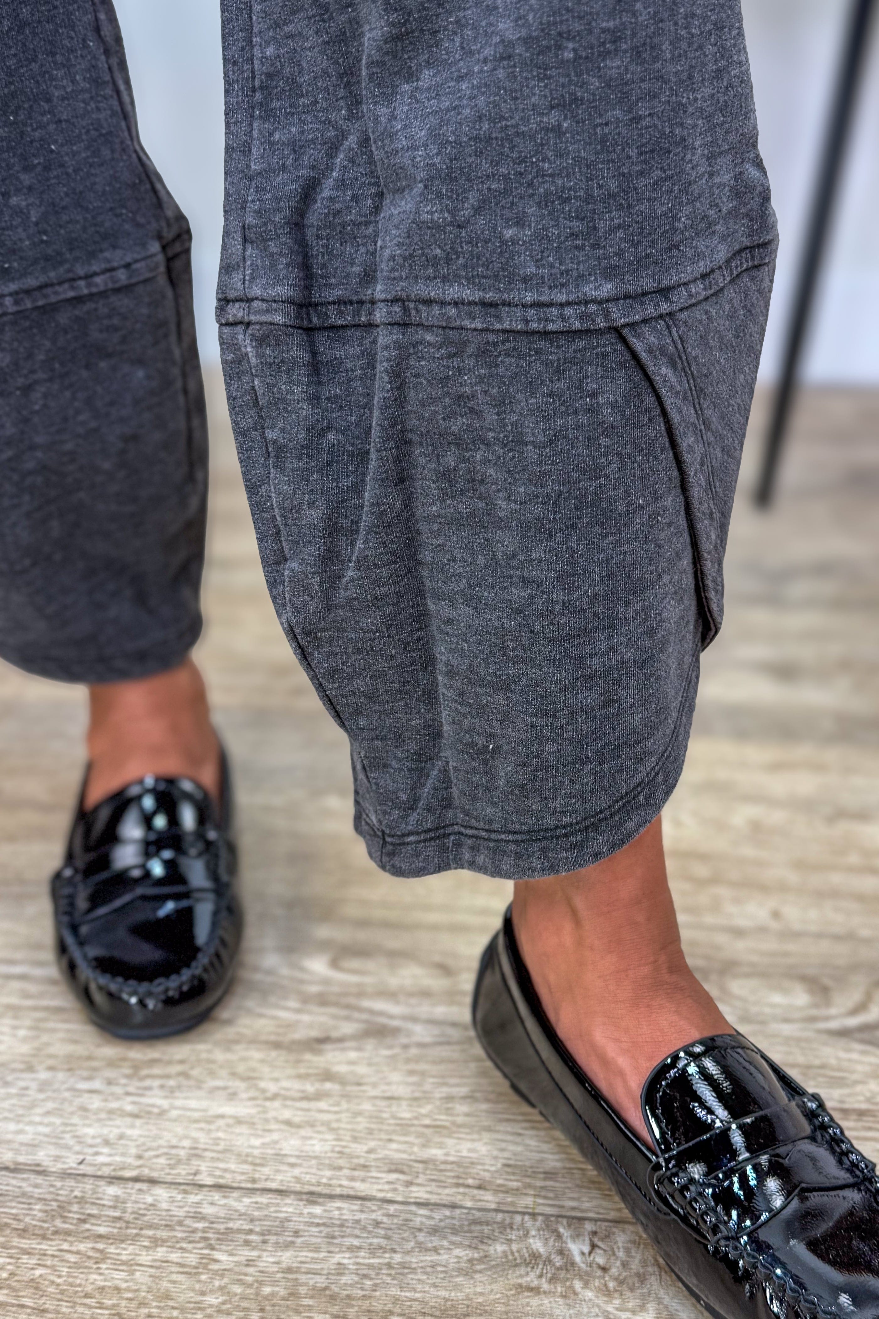 Ash Black Tulip Hem Wide Leg Pant Detailed