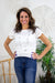 White Eyelet Contrast Top