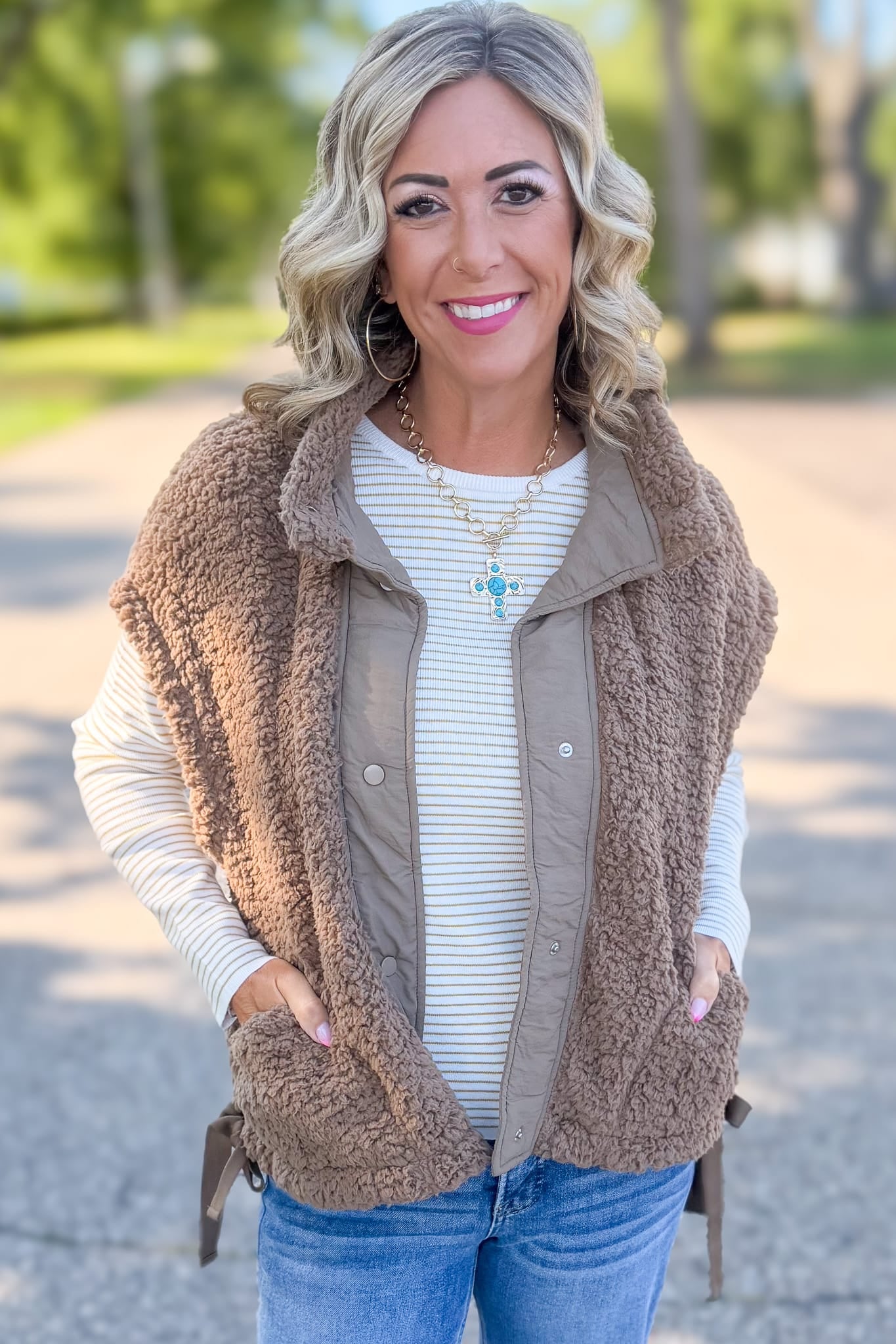 Mocha Oversized Faux Fur Vest