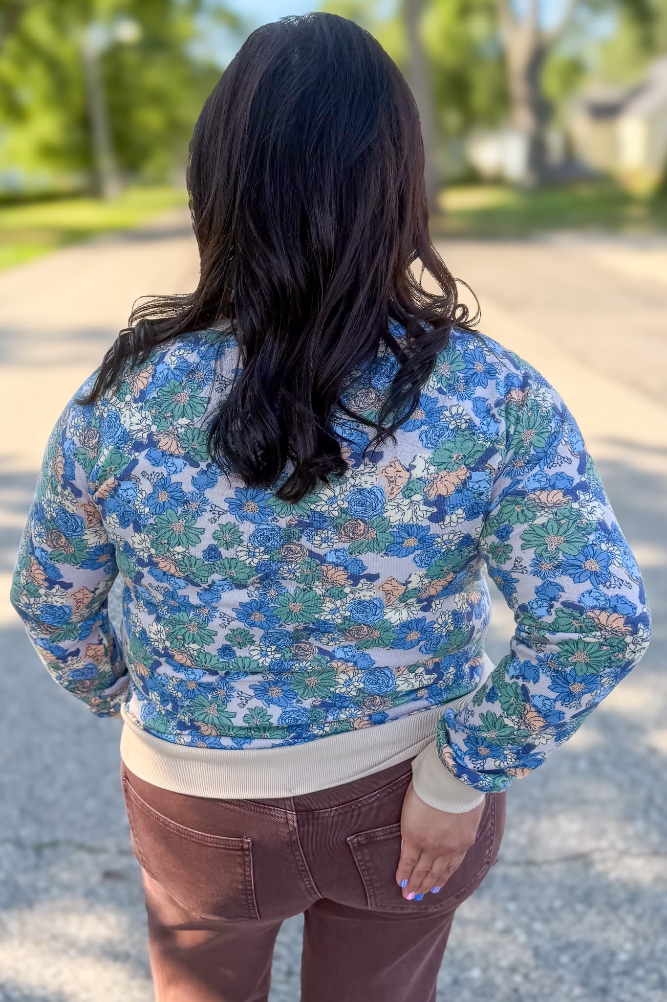 Taupe Hacci Floral Knit Top Back