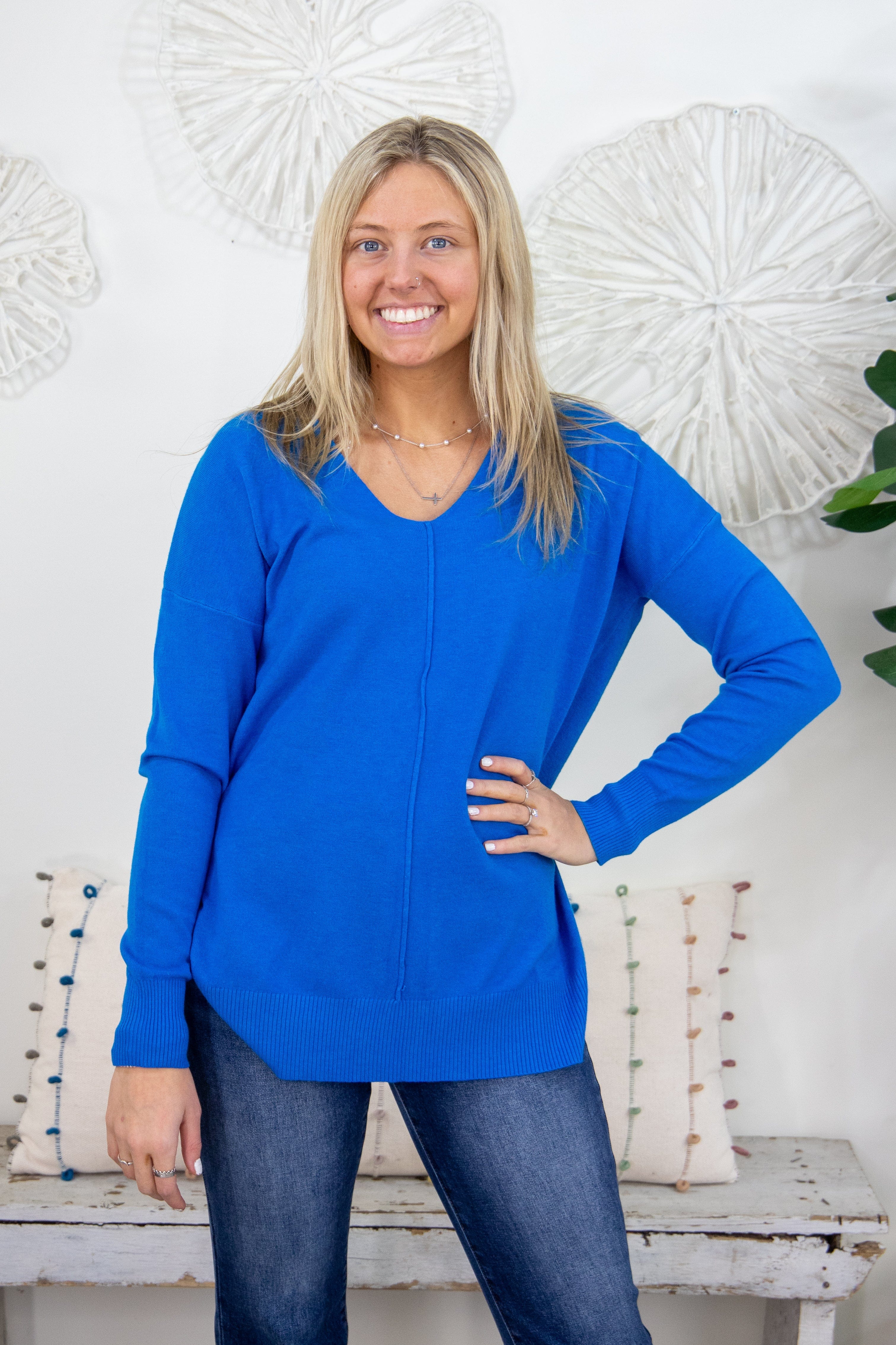 Ocean Blue Spring Super Soft Sweater
