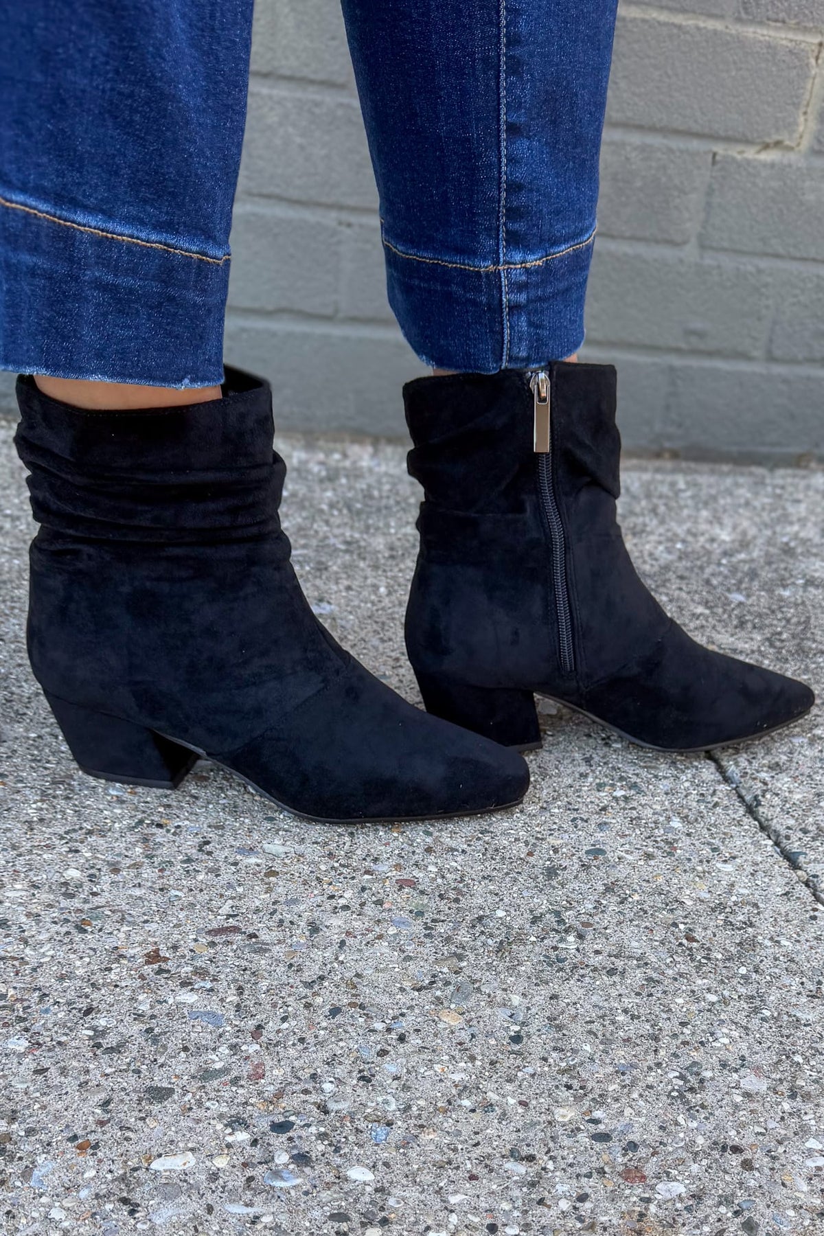 Addicted Black Faux Suede Boot