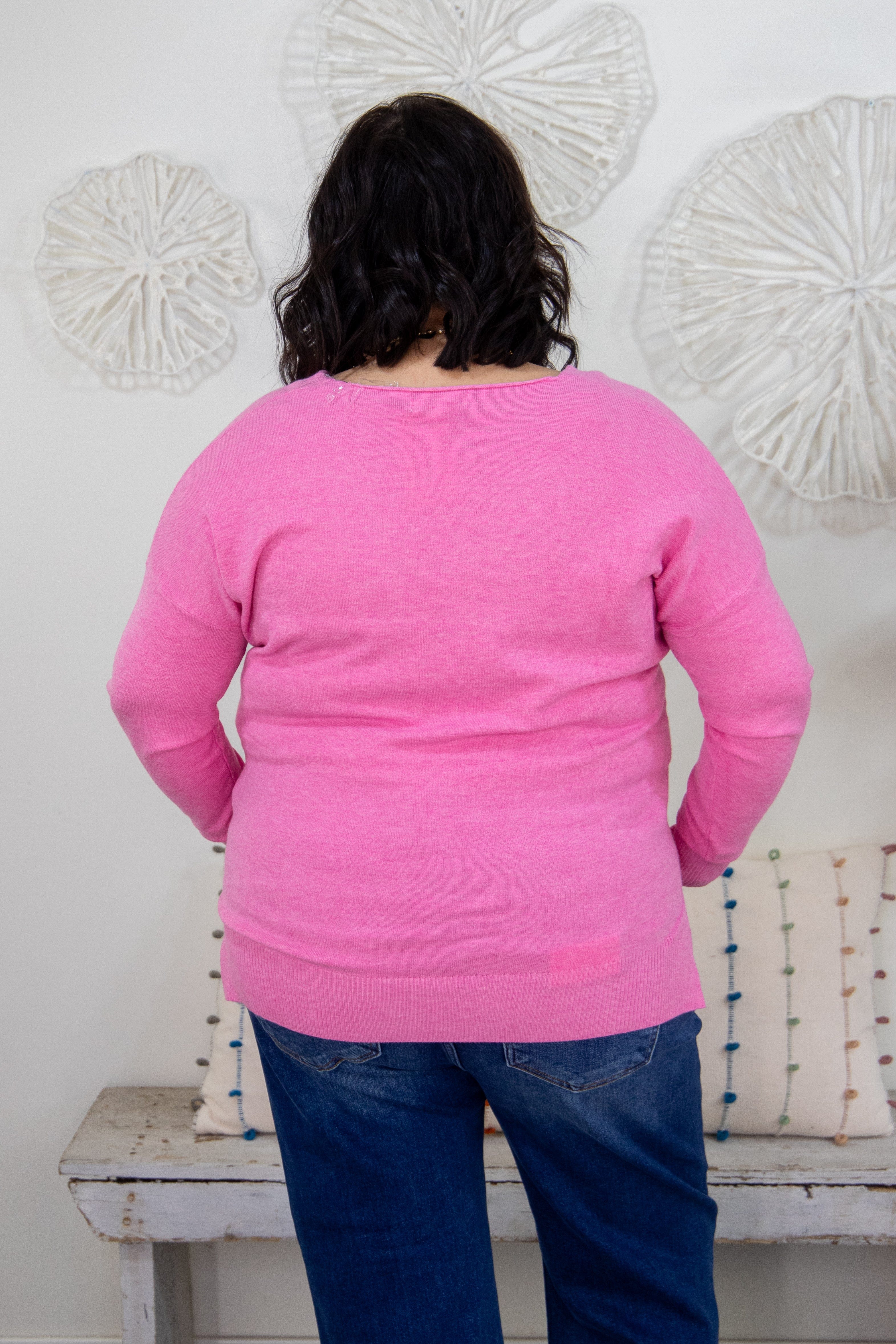 Dark Pink Spring Super Soft Sweater Back