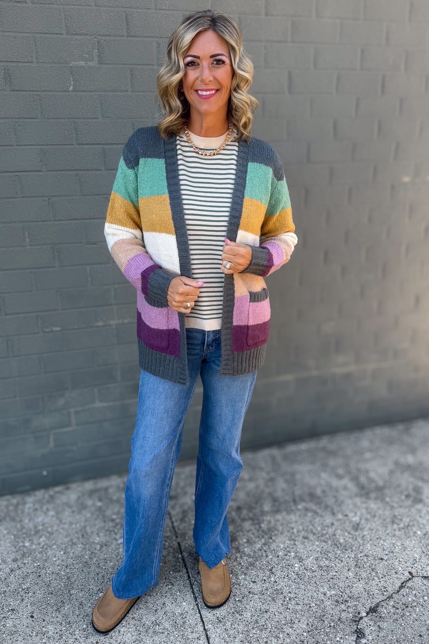 Olive Stripe Pullover Sweater