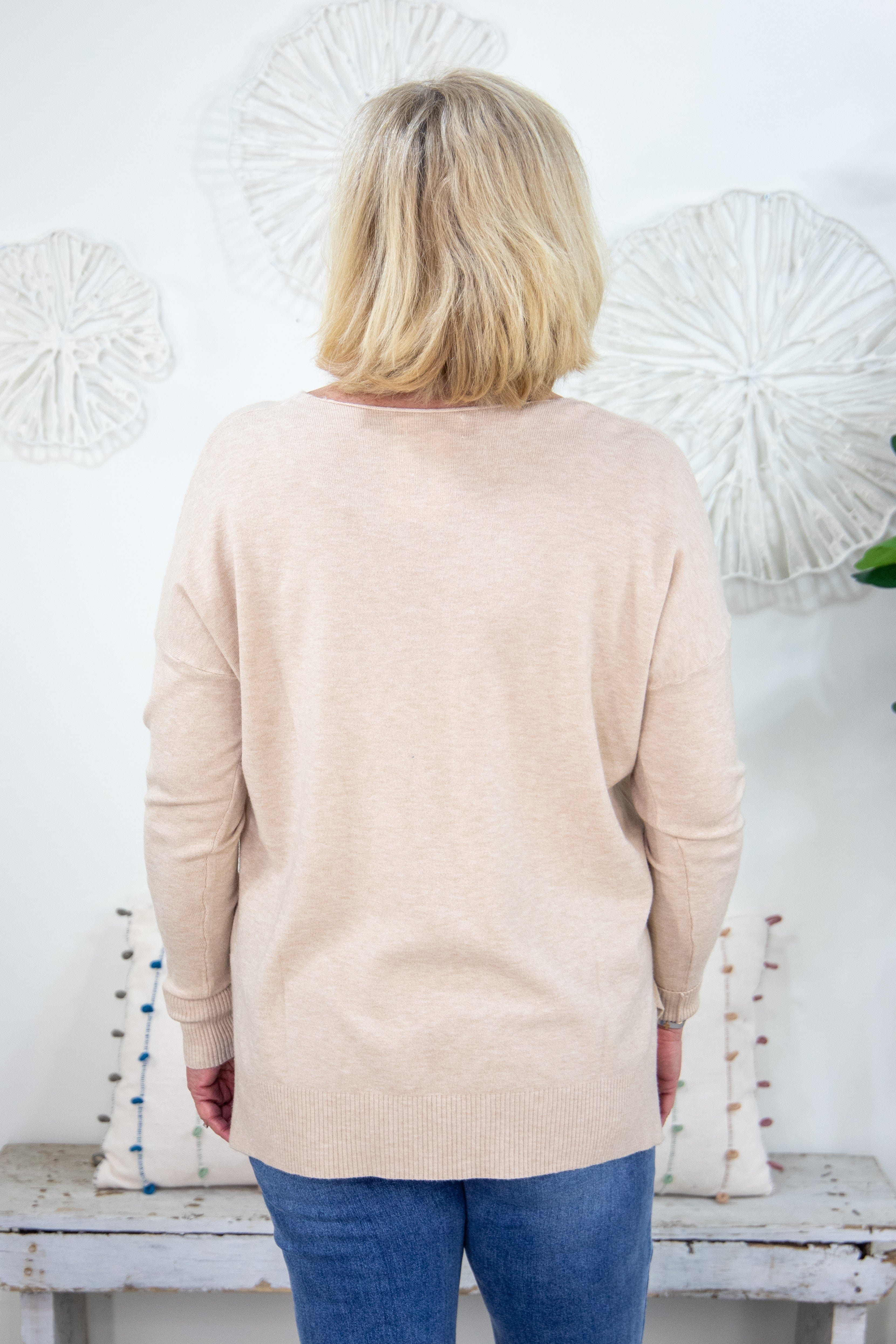 Beige Spring Super Soft Sweater Back