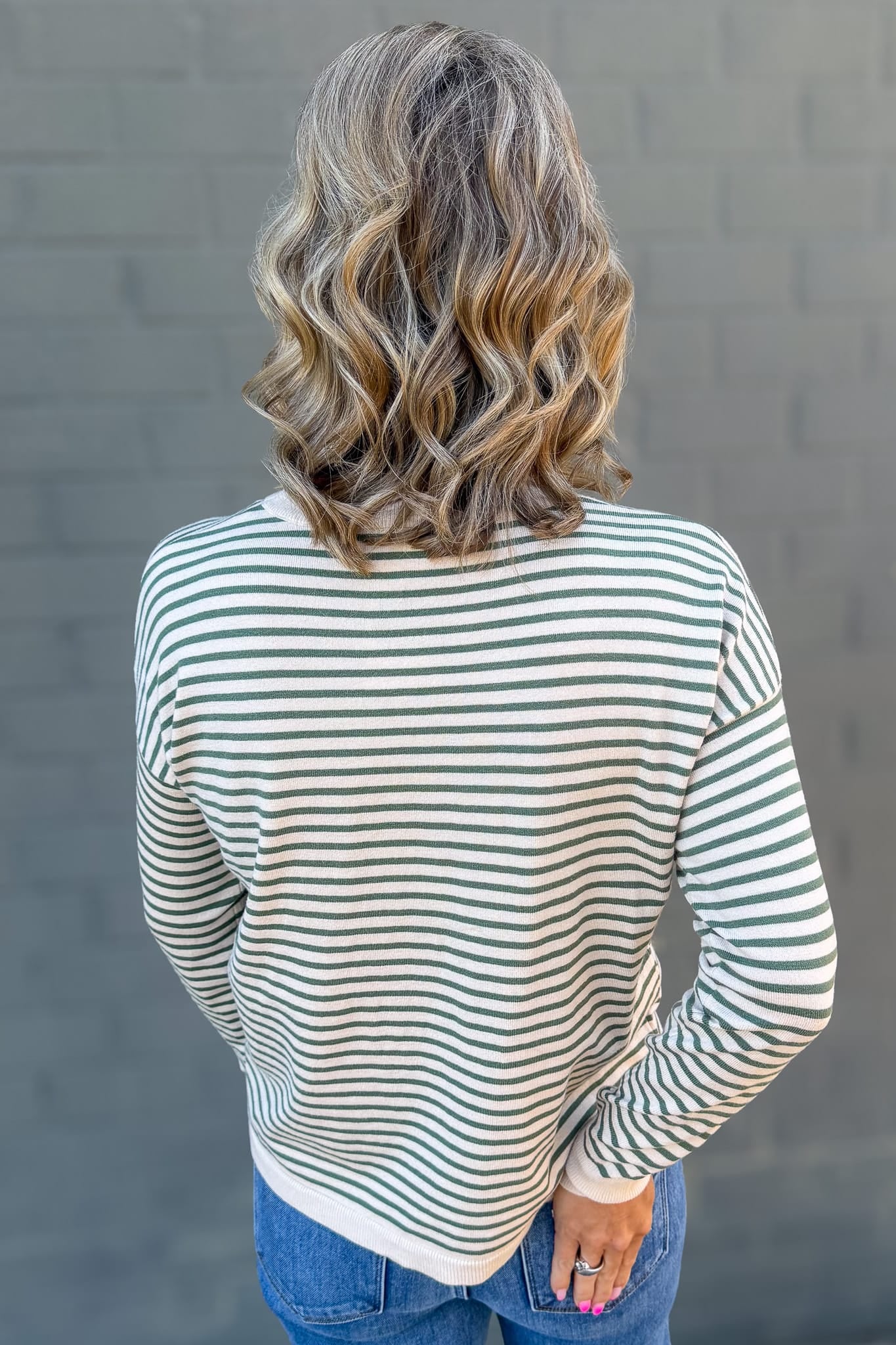 Olive Stripe Pullover Sweater