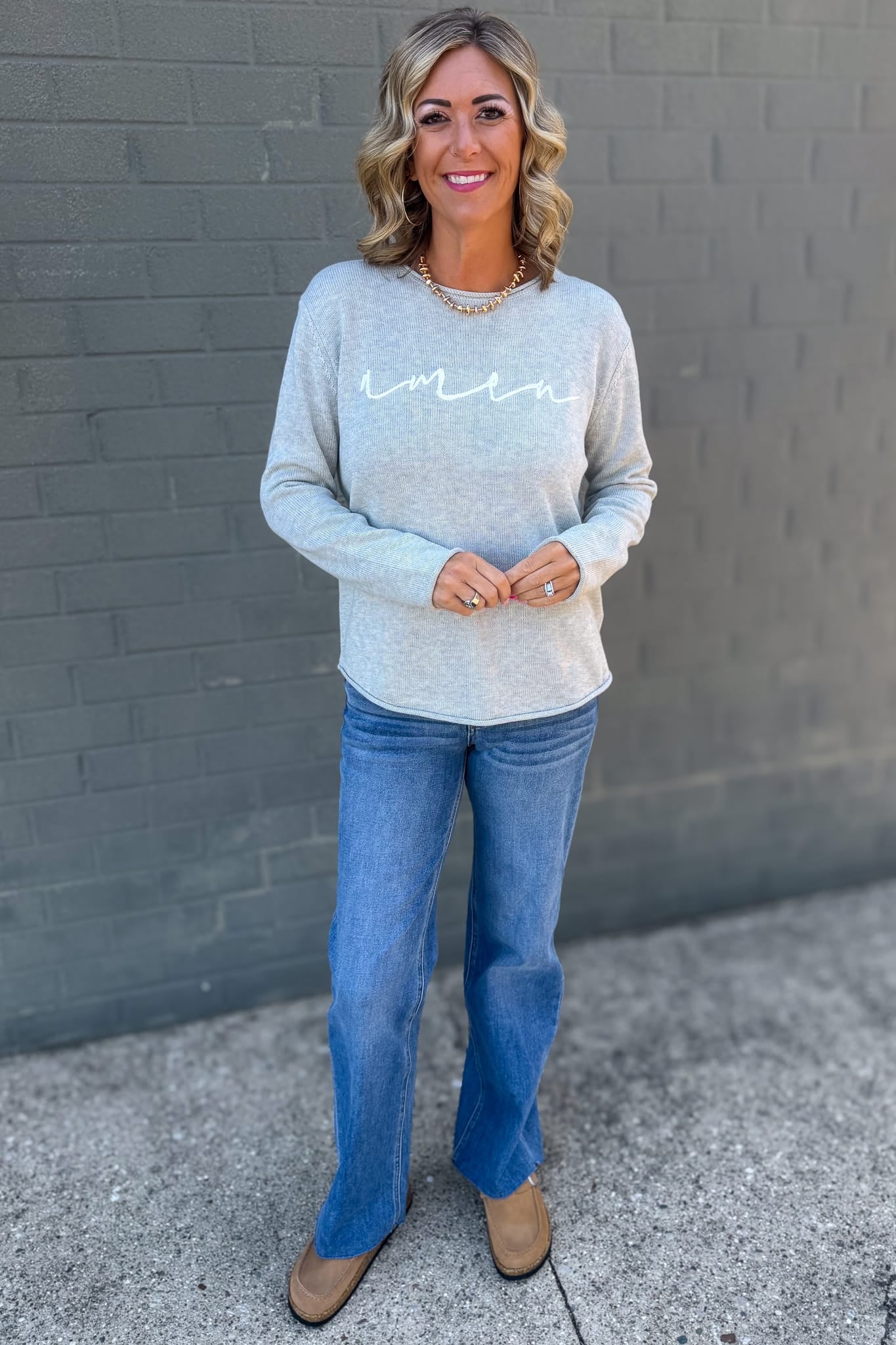 Heather Grey AMEN Light Weight Sweater Styled