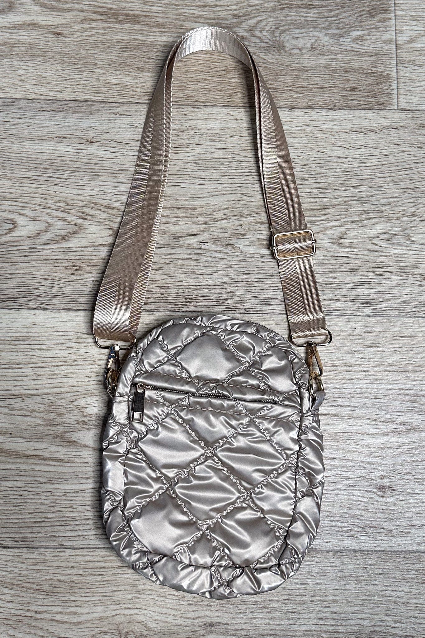 Gold Glossy Puffy Mini Crossbody Bag