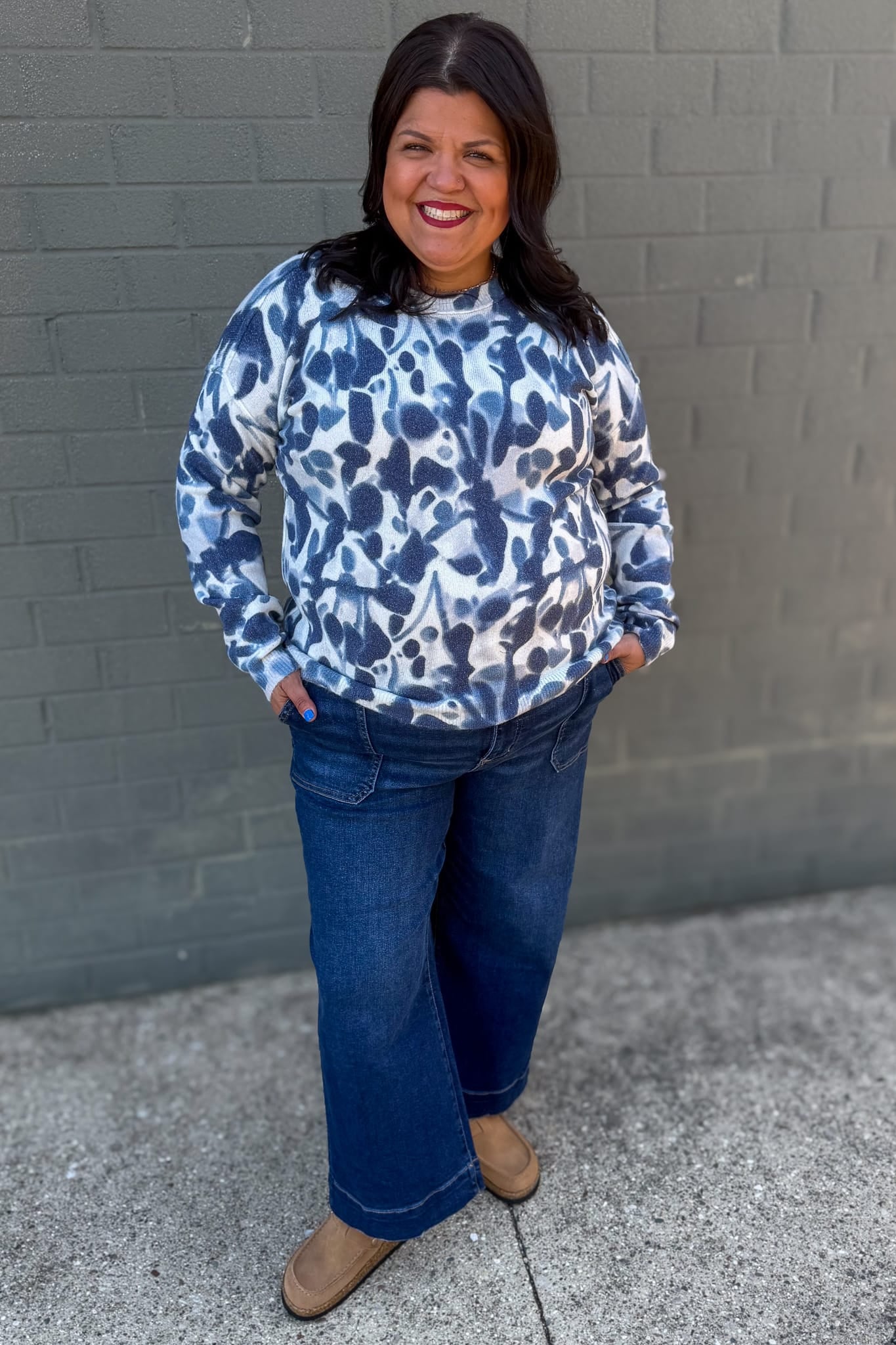 Blue Smudge Reversible Sweater