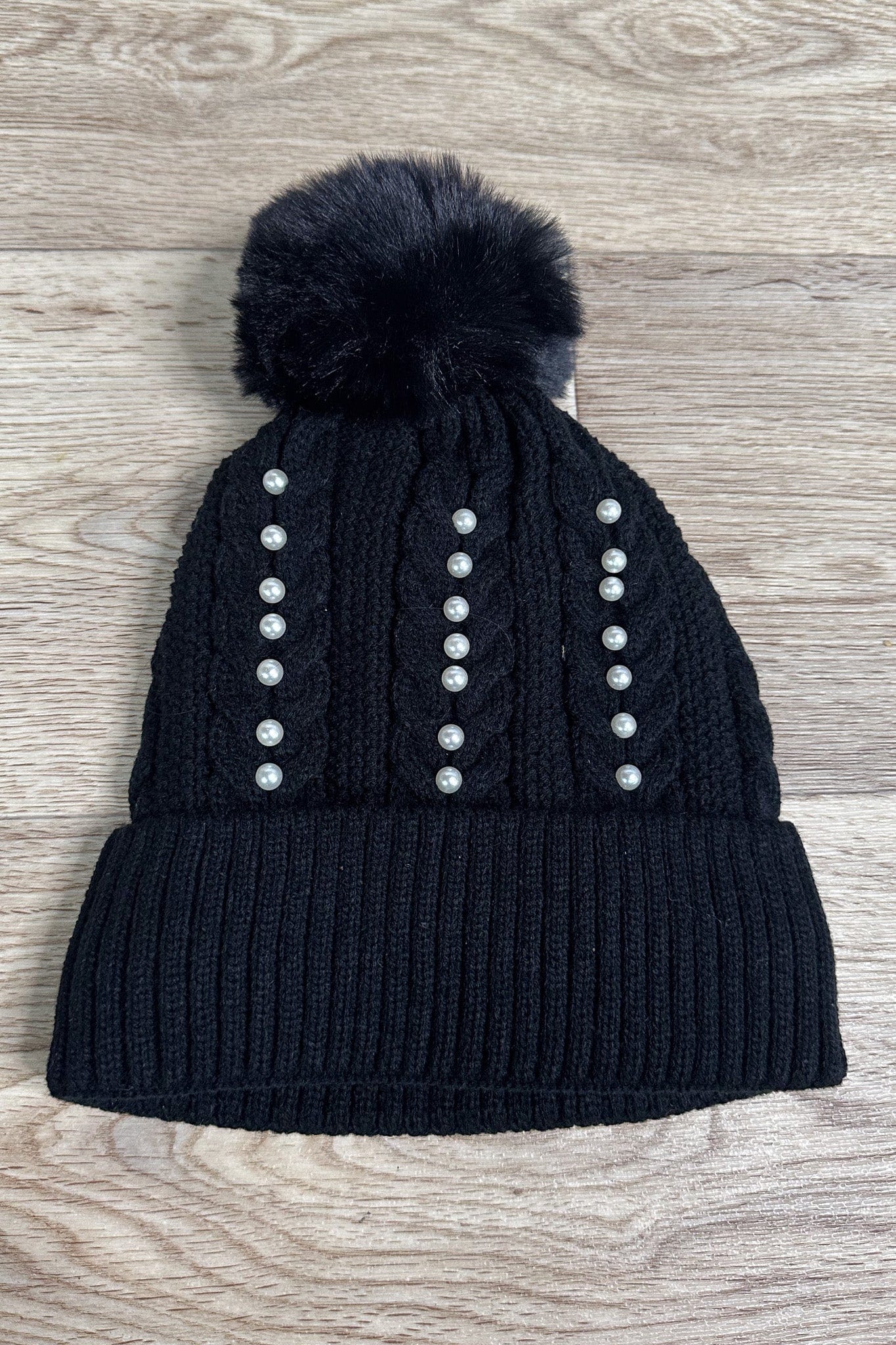 Pearly Black Fur Lined Hat