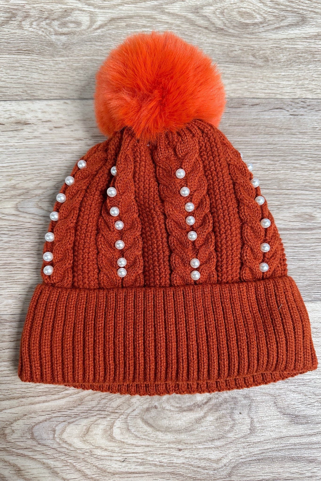 Pearly Burnt Orange Fur Lined Hat