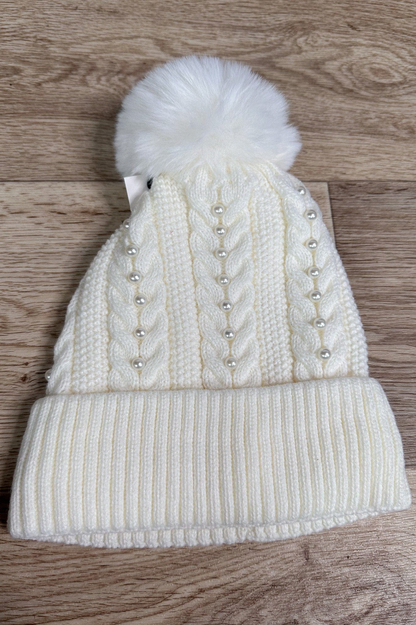 Pearly Ivory Fur Lined Hat