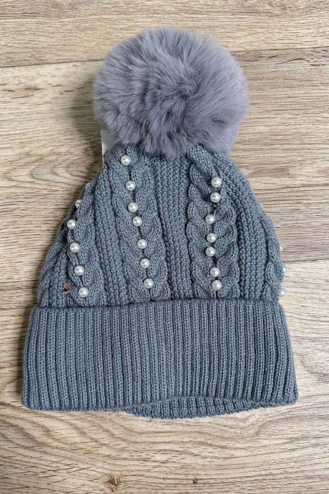 Pearly Grey Fur Lined Hat