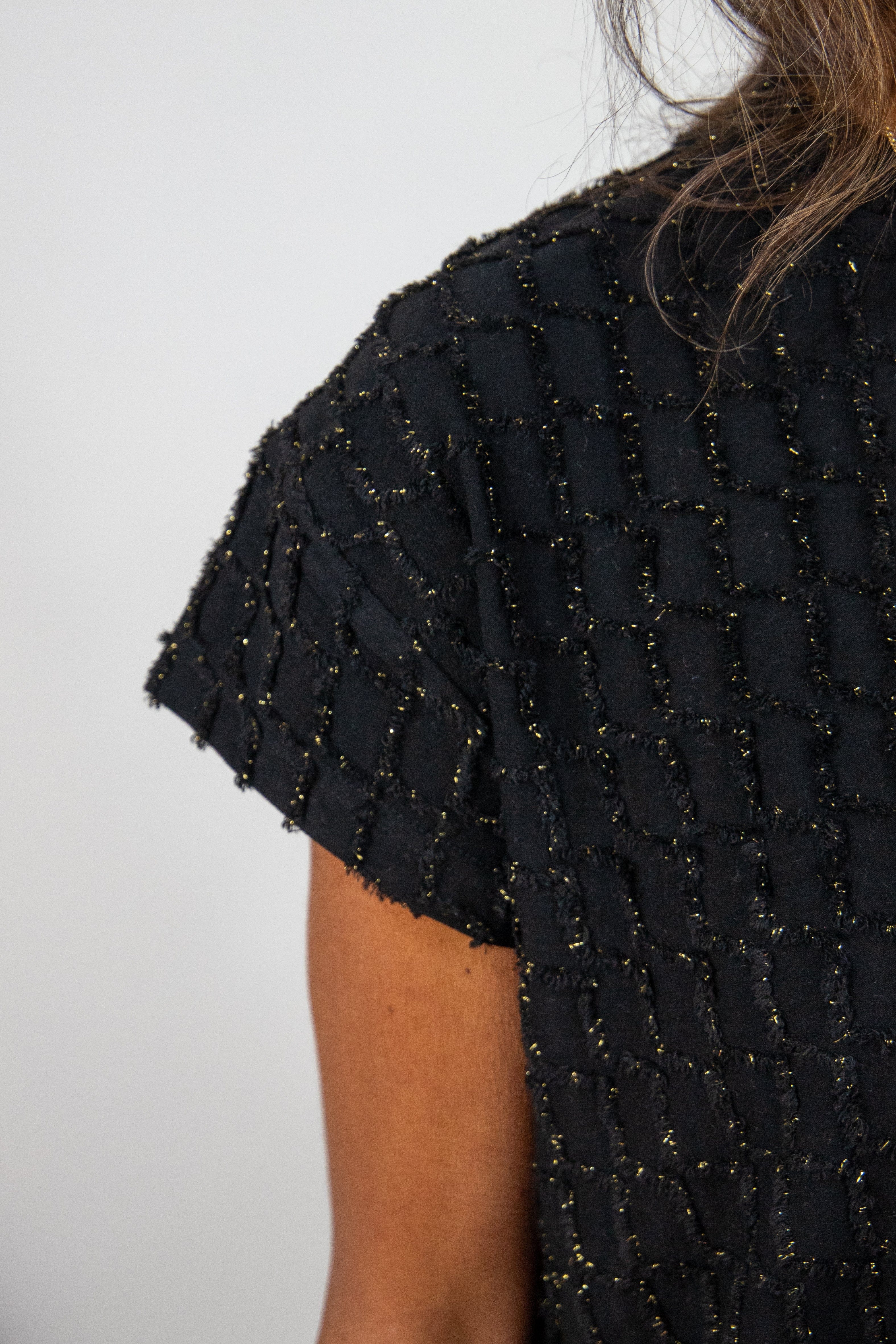 Black Glitter Textured Top Details