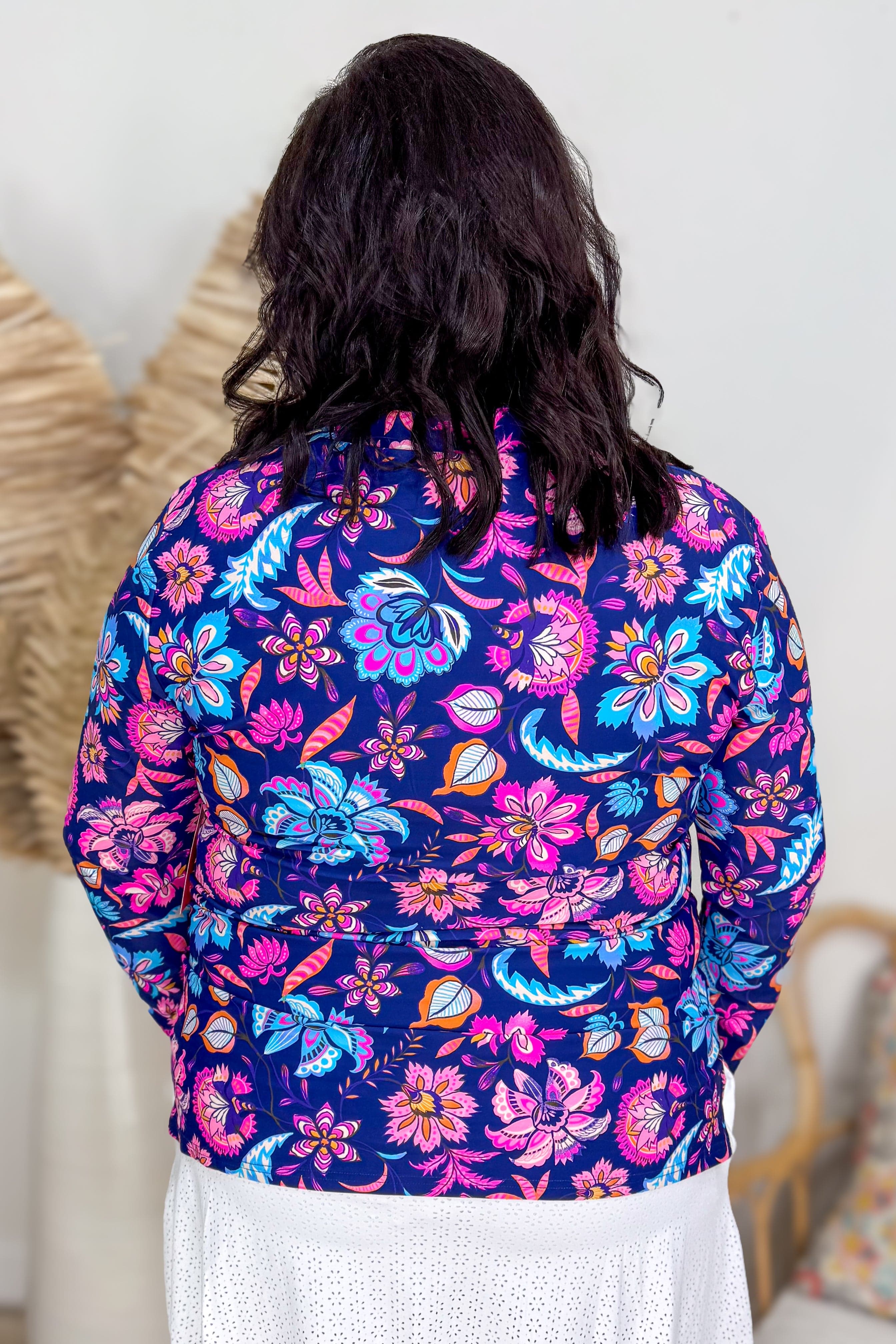 Navy Floral Dawn Half Zip Pullover