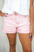 Pink High Rise Cuffed Denim Shorts