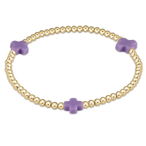 Egirl Cross Gold Pattern 3mm Bead Bracelet - Purple