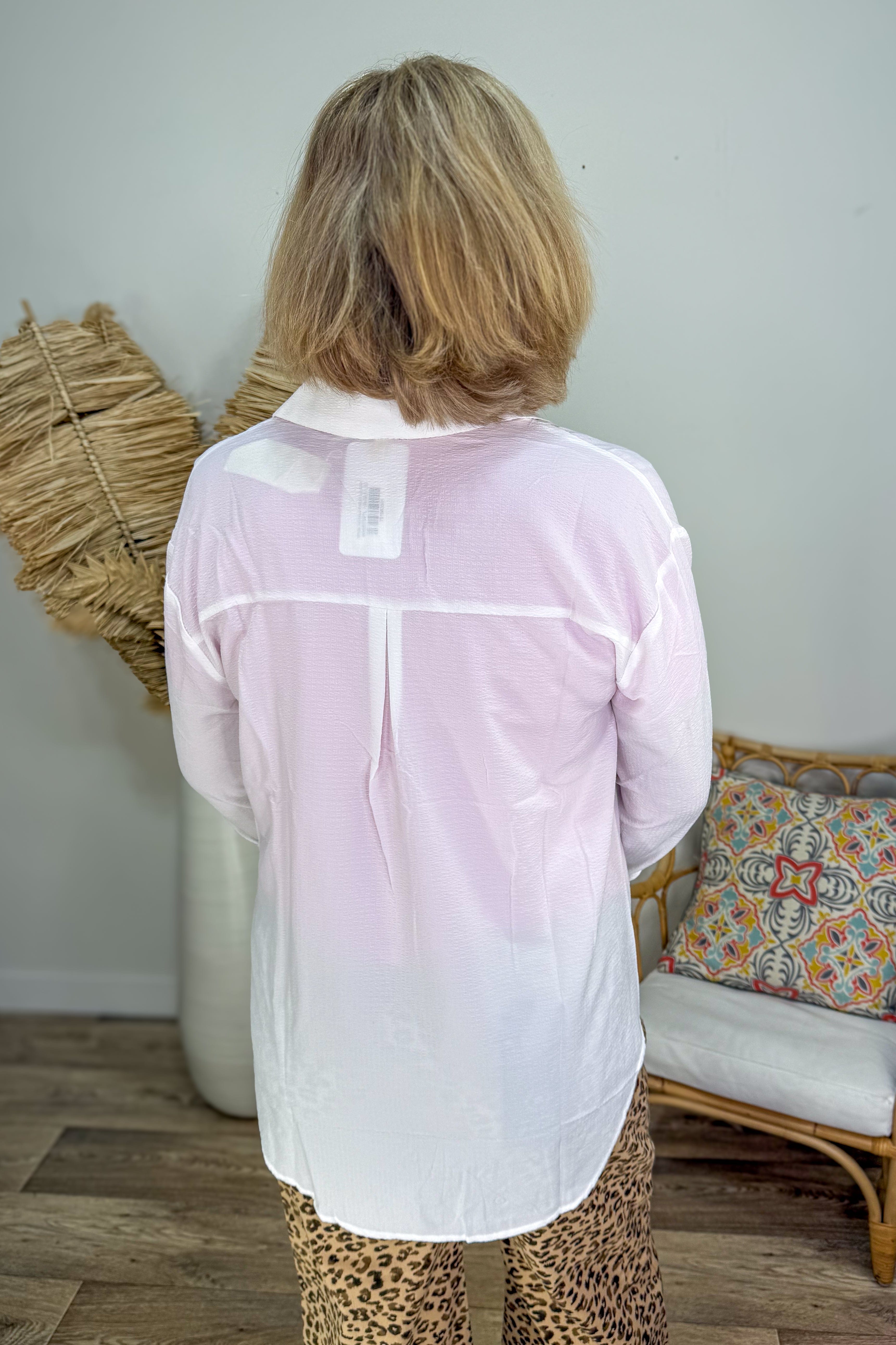 White Textured Button Up Shirt