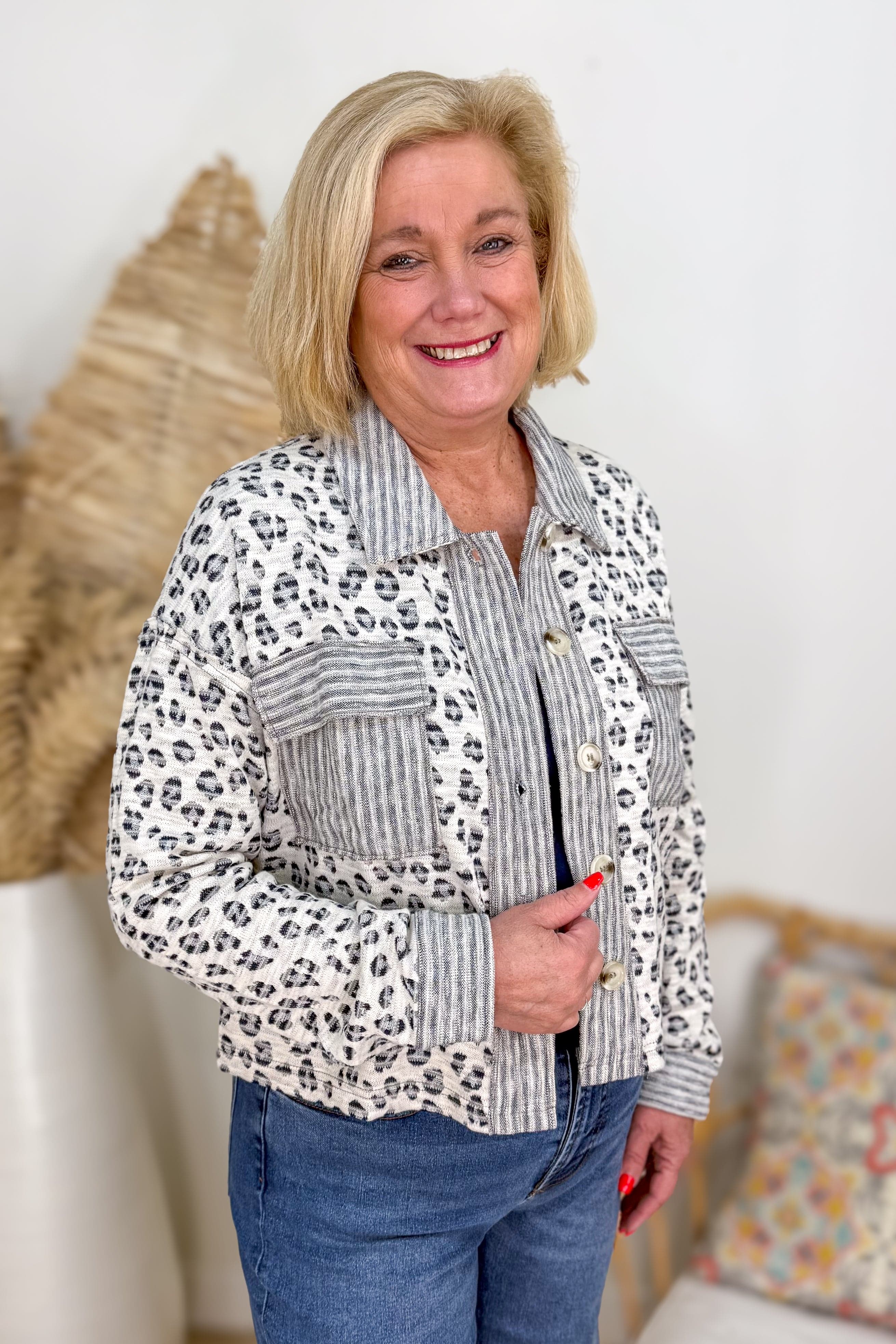 Grey Leopard Mix Jacket