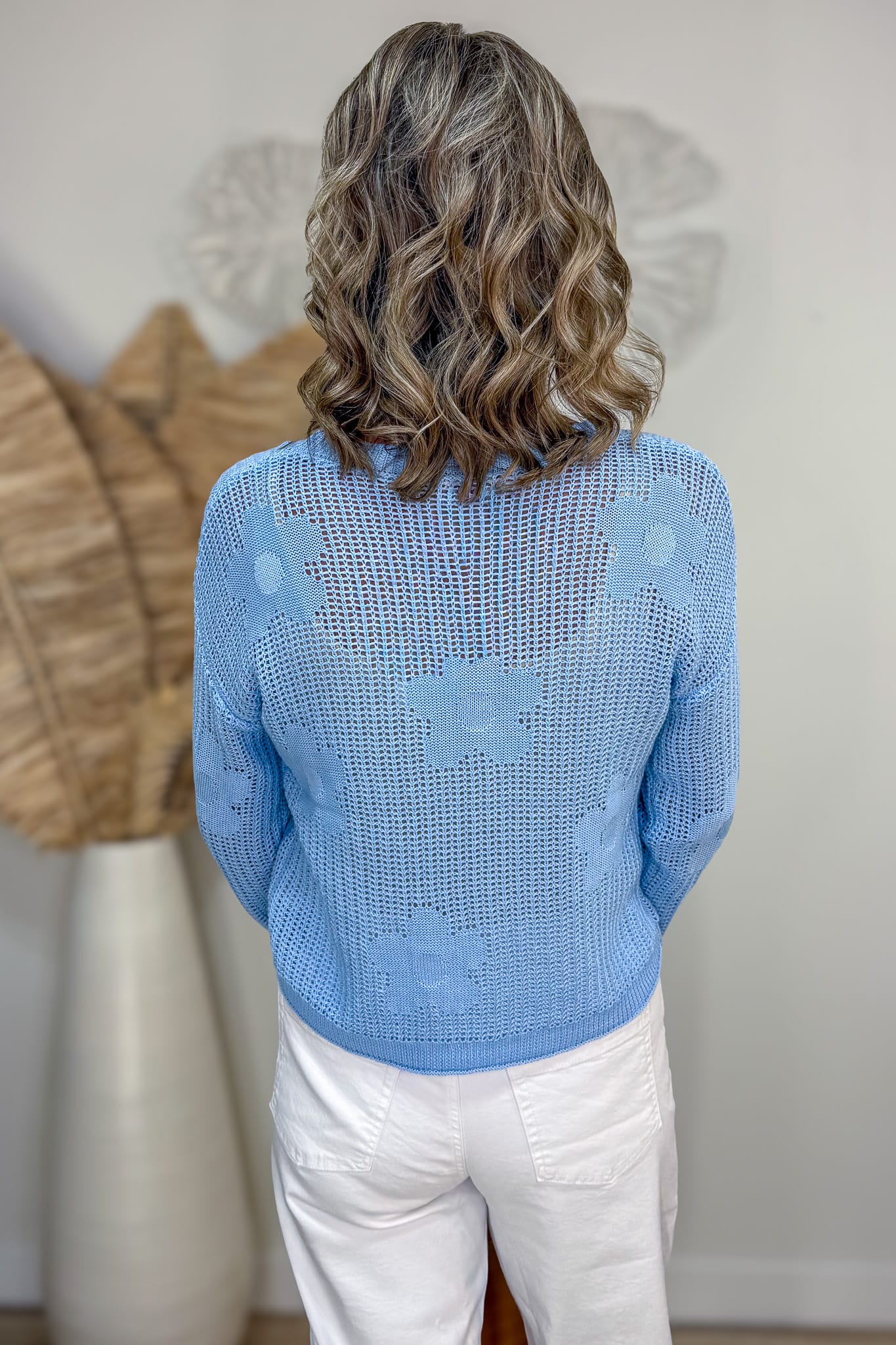 Baby Blue Flower Sweater Back