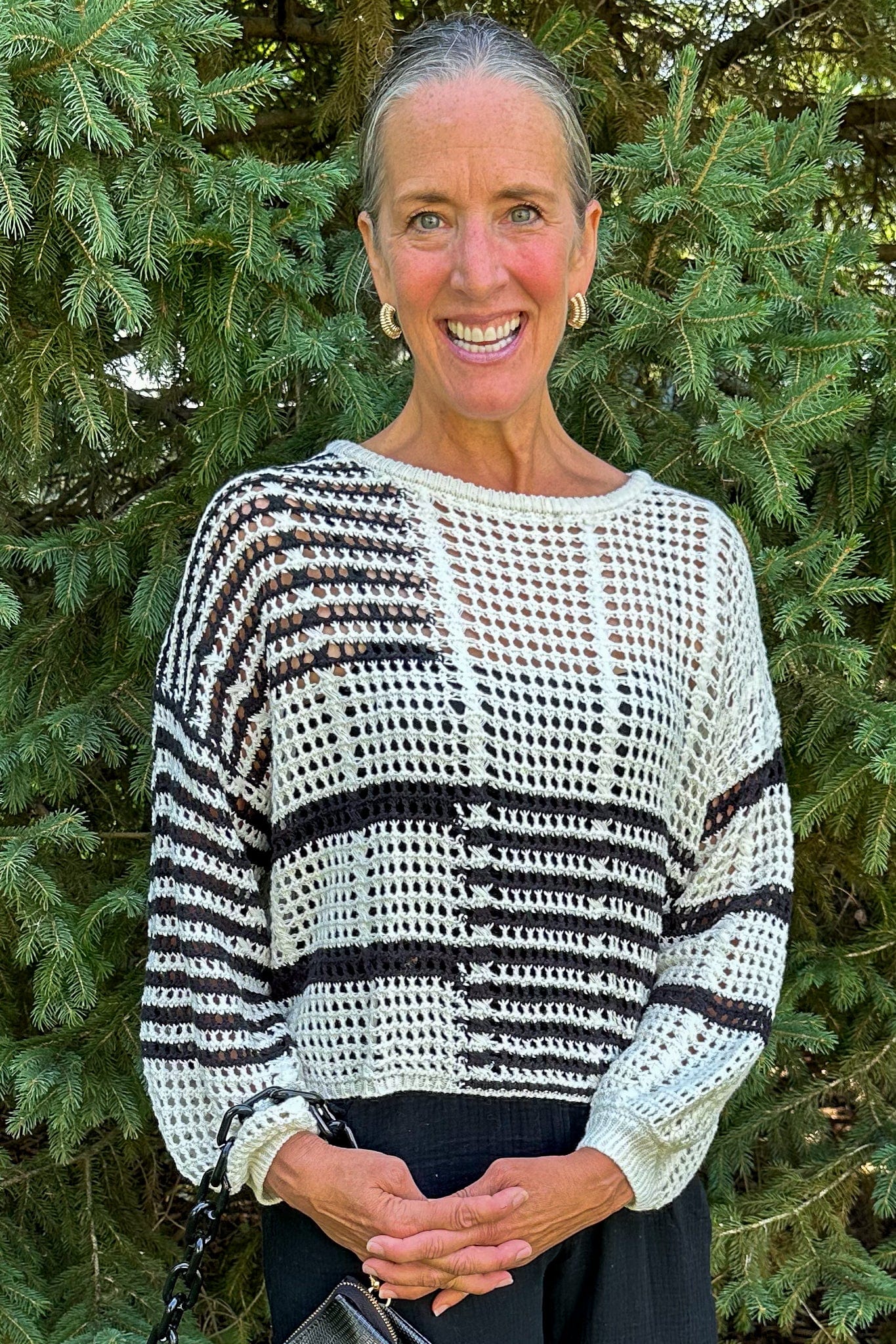 Black Stripe Colorblock Pullover