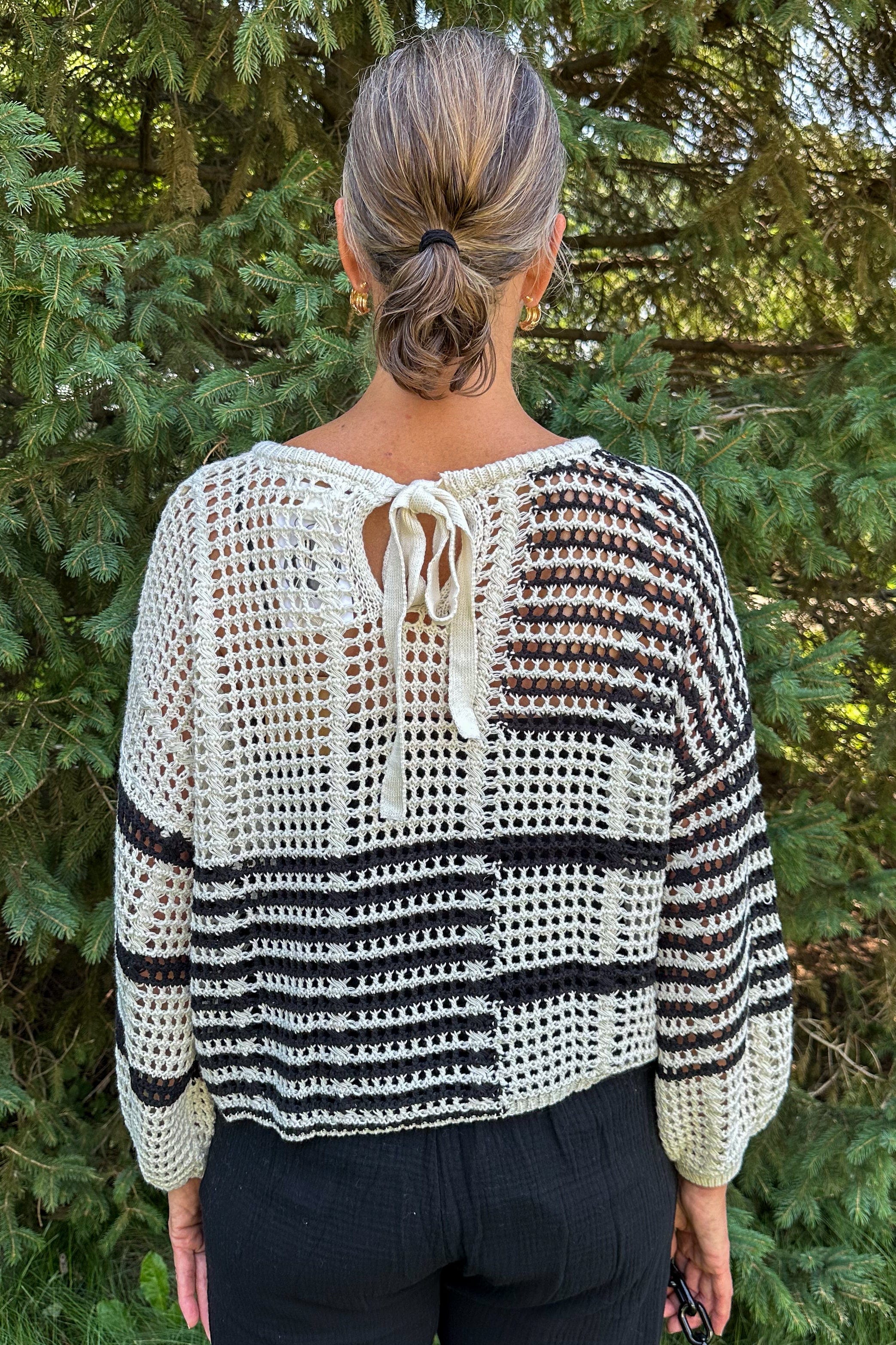 Black Stripe Colorblock Pullover back