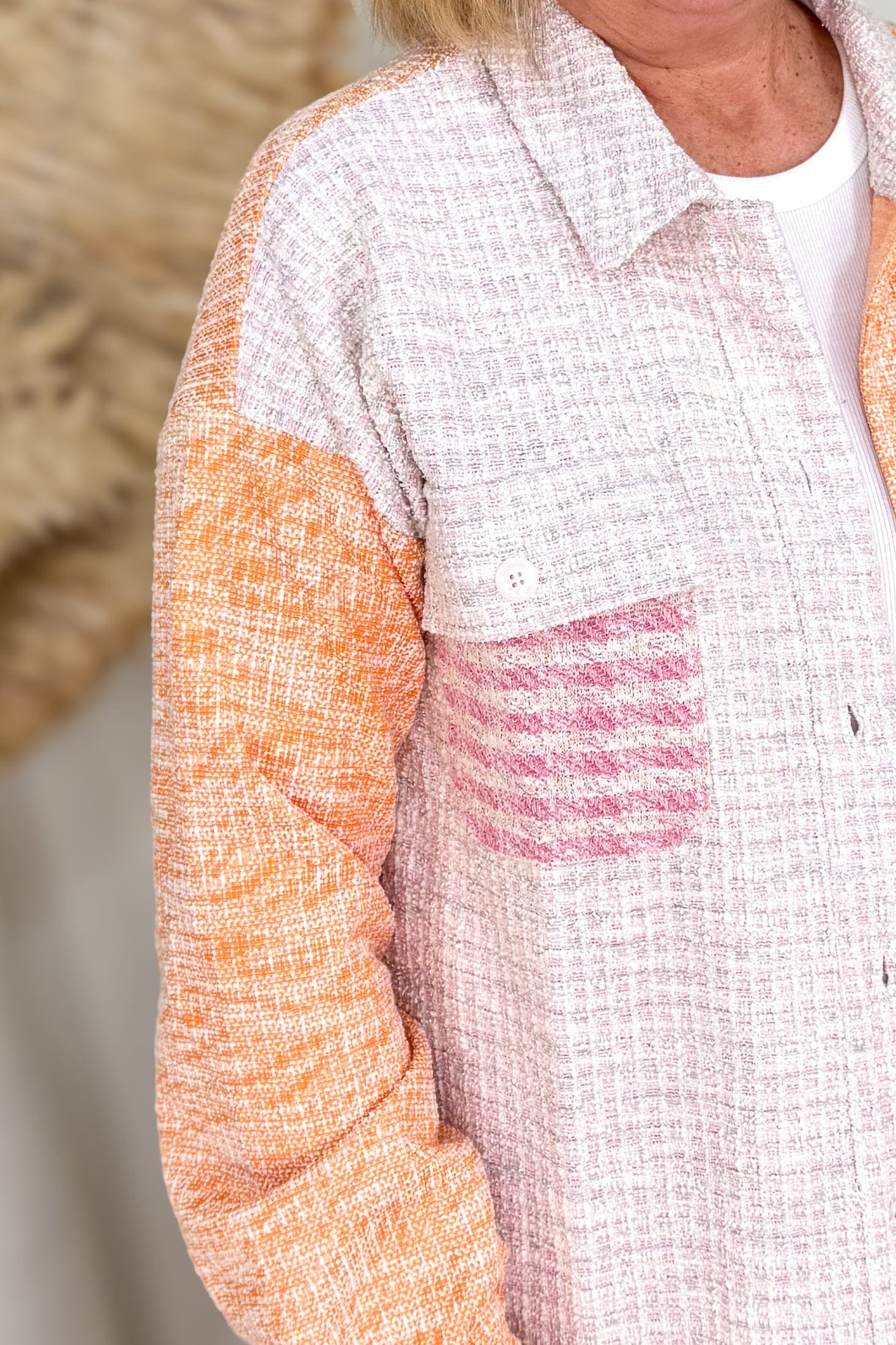 Tweed Mix Colorblock Jacket