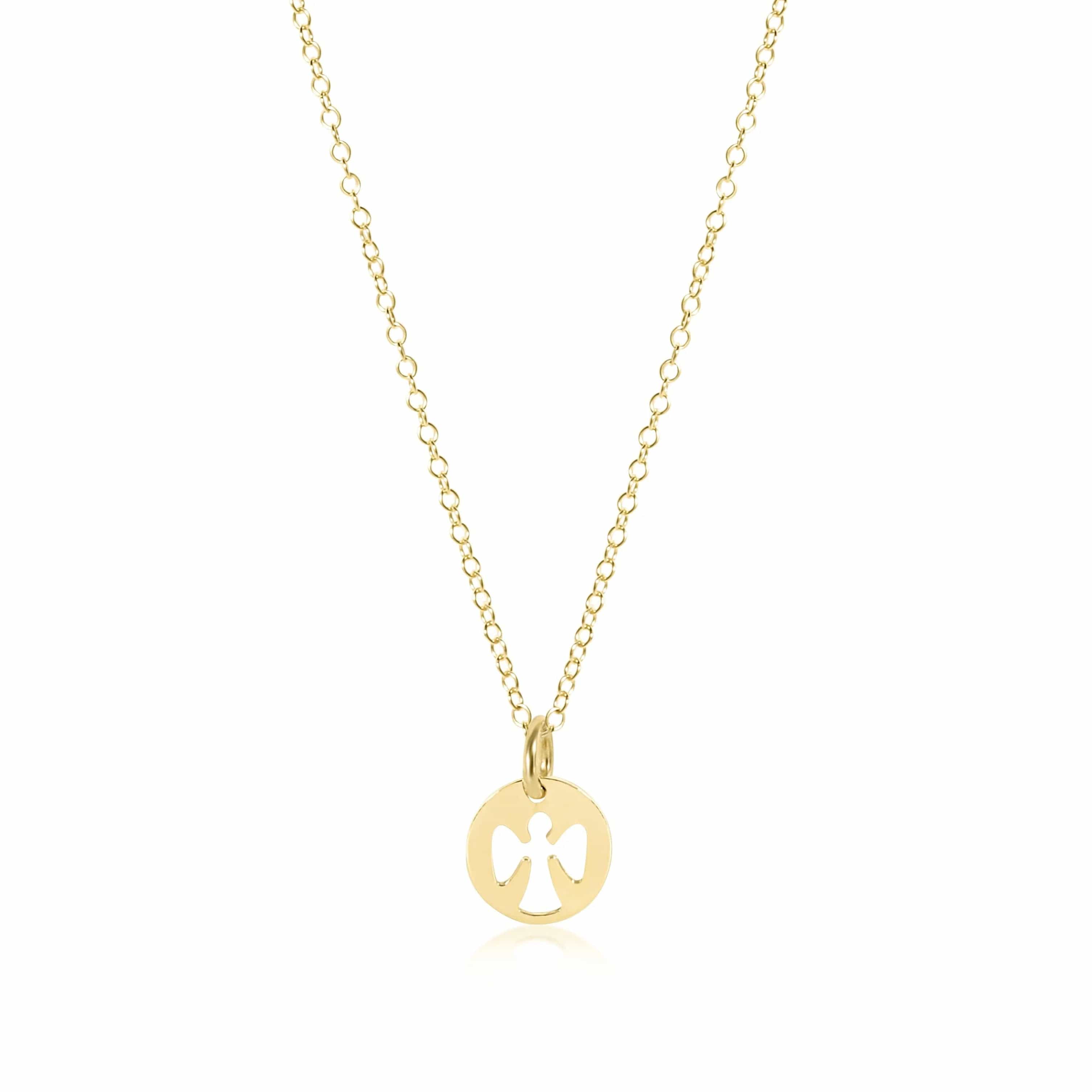 16" Necklace Gold - Guardian Angel Gold Disc