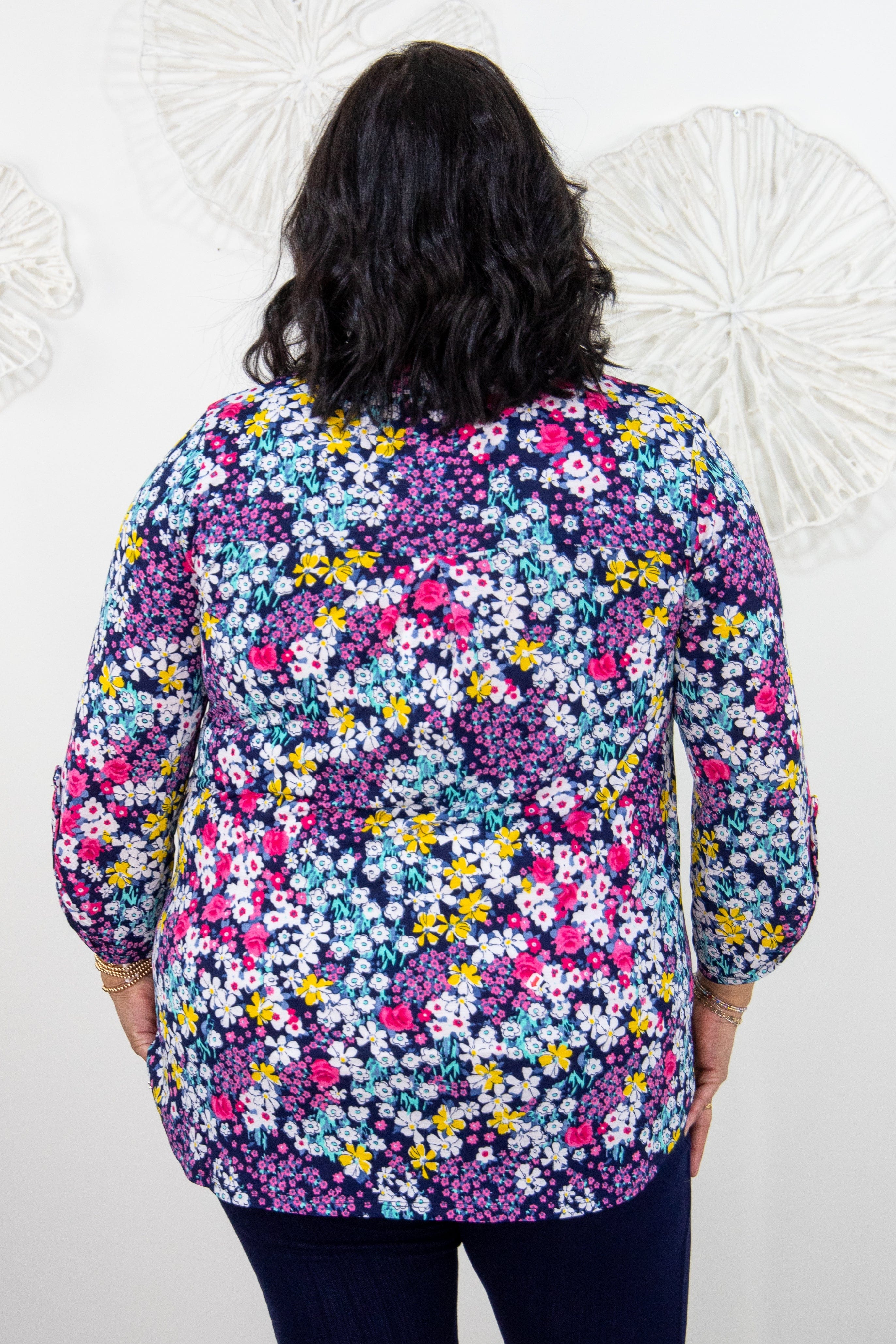 Blue Floral Garden Lizzy Top back