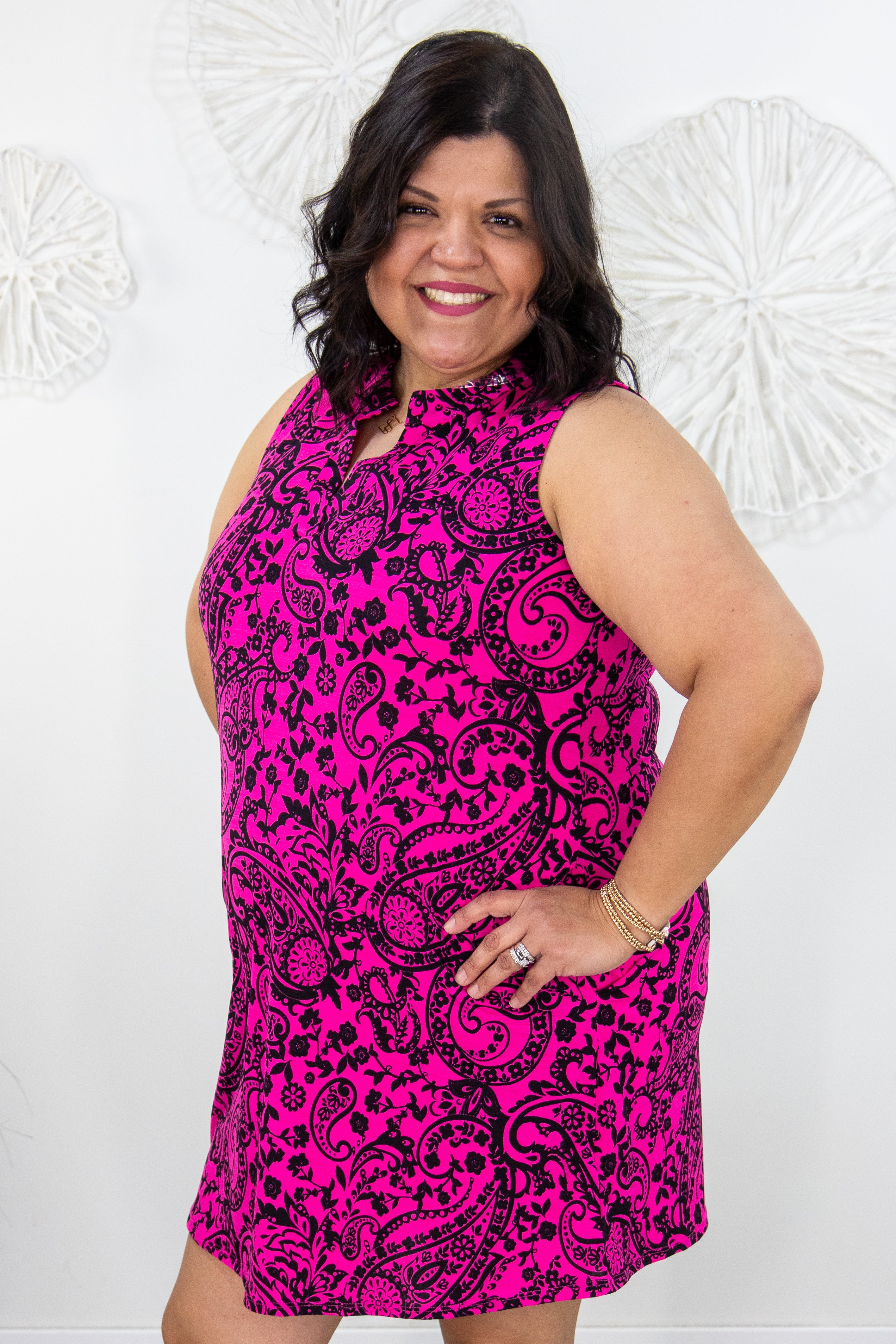 Black & Pink Paisley Dress