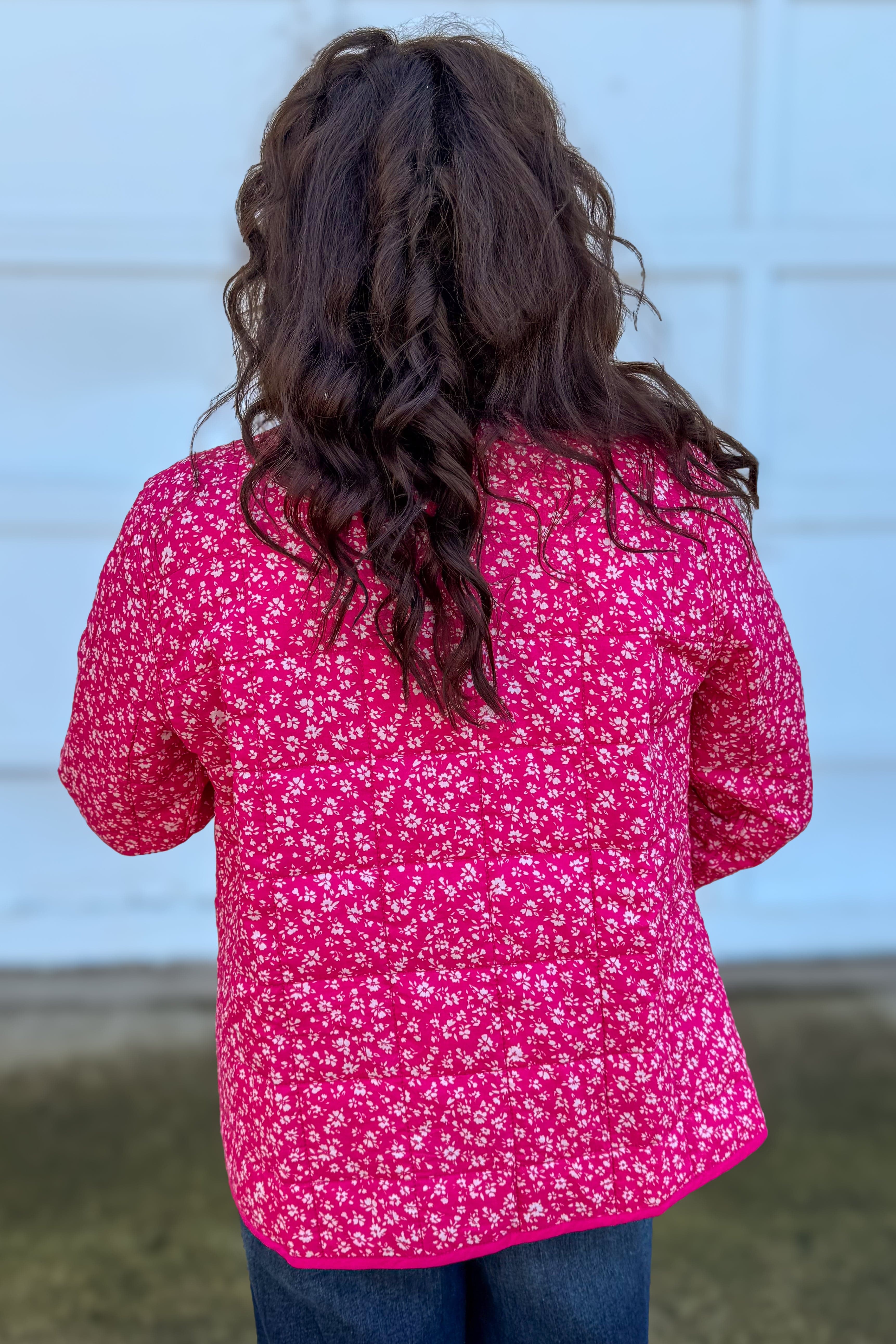 Berry Floral Reversible Quilted Jacket Back