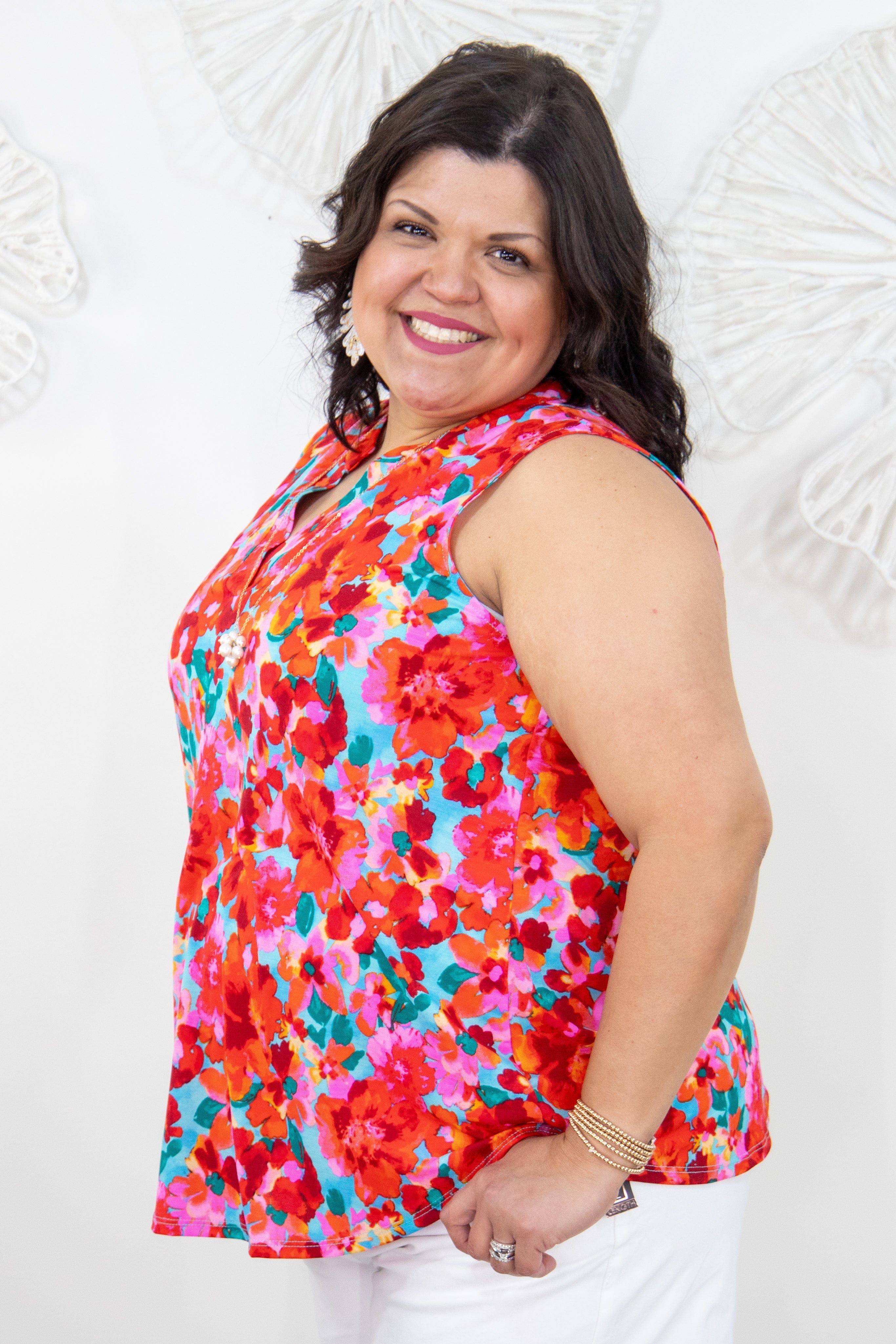 Red Multi Floral Lizzy Tank Top