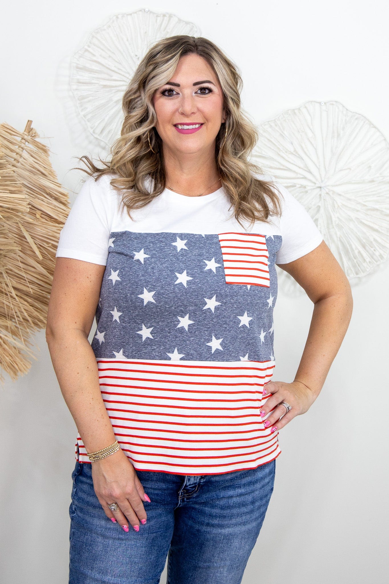 American Flag Short Sleeve Top