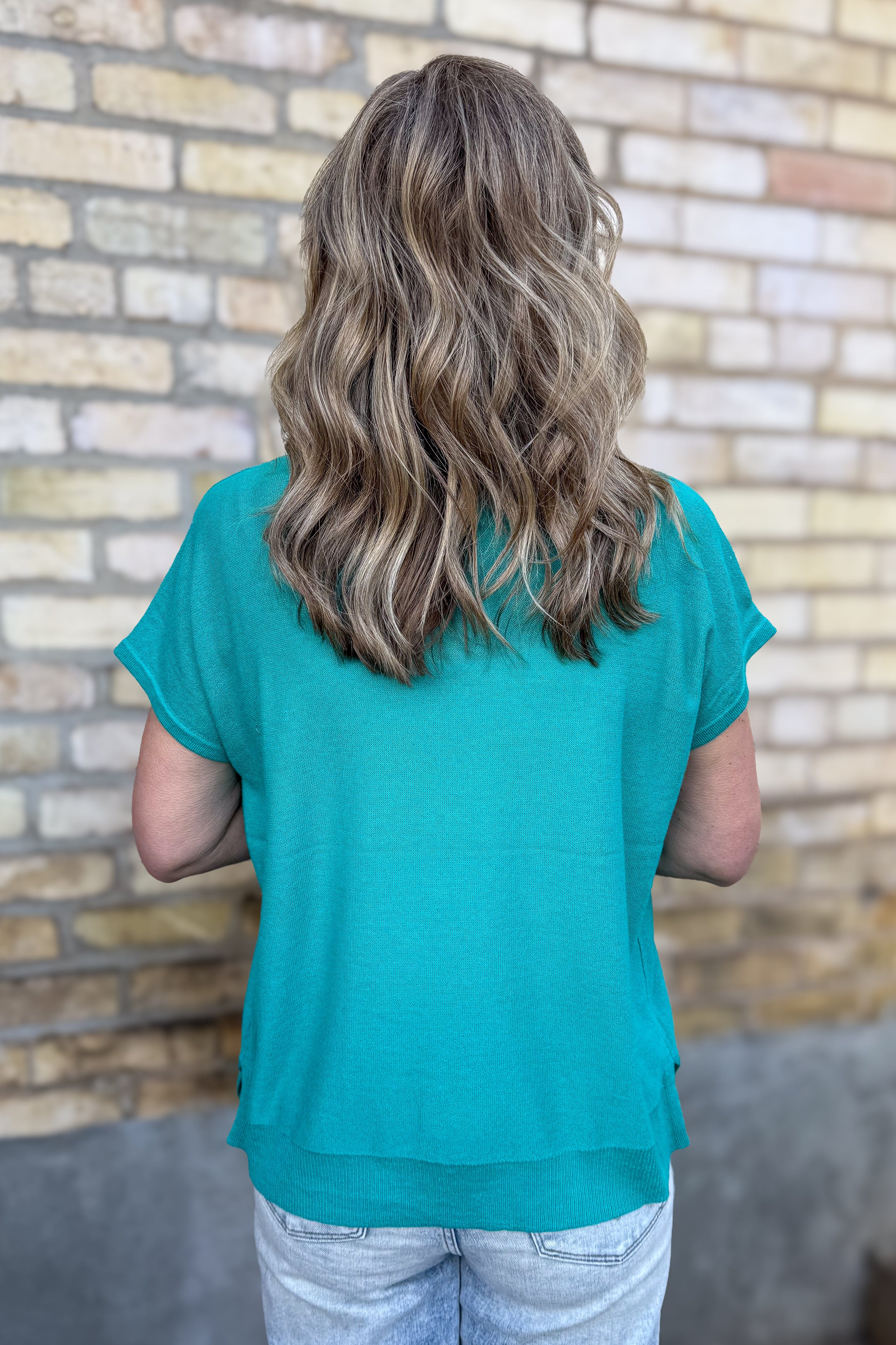 Jade V-Neck Short Sleeve Sweater back