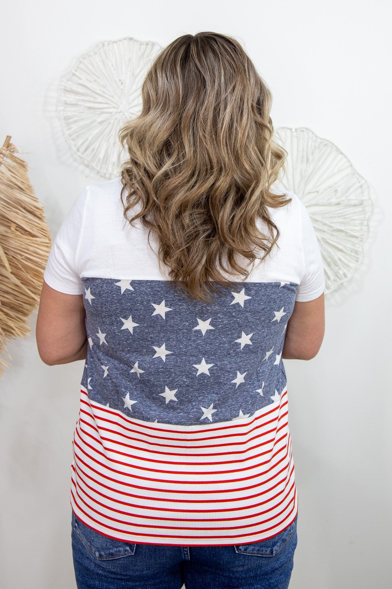 American Flag Short Sleeve Top back