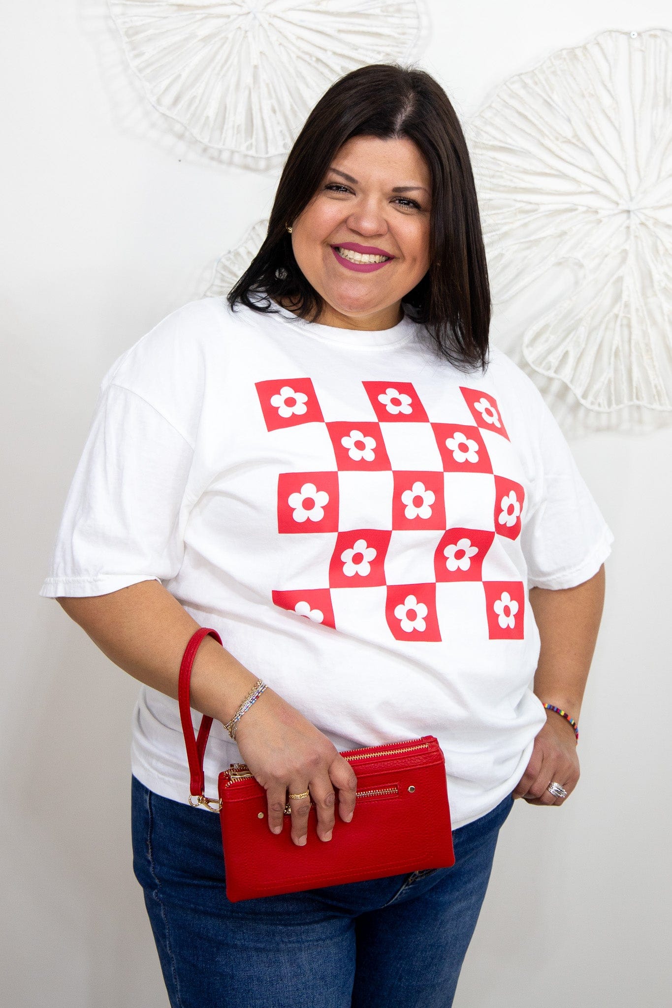 Red Square Floral Tee