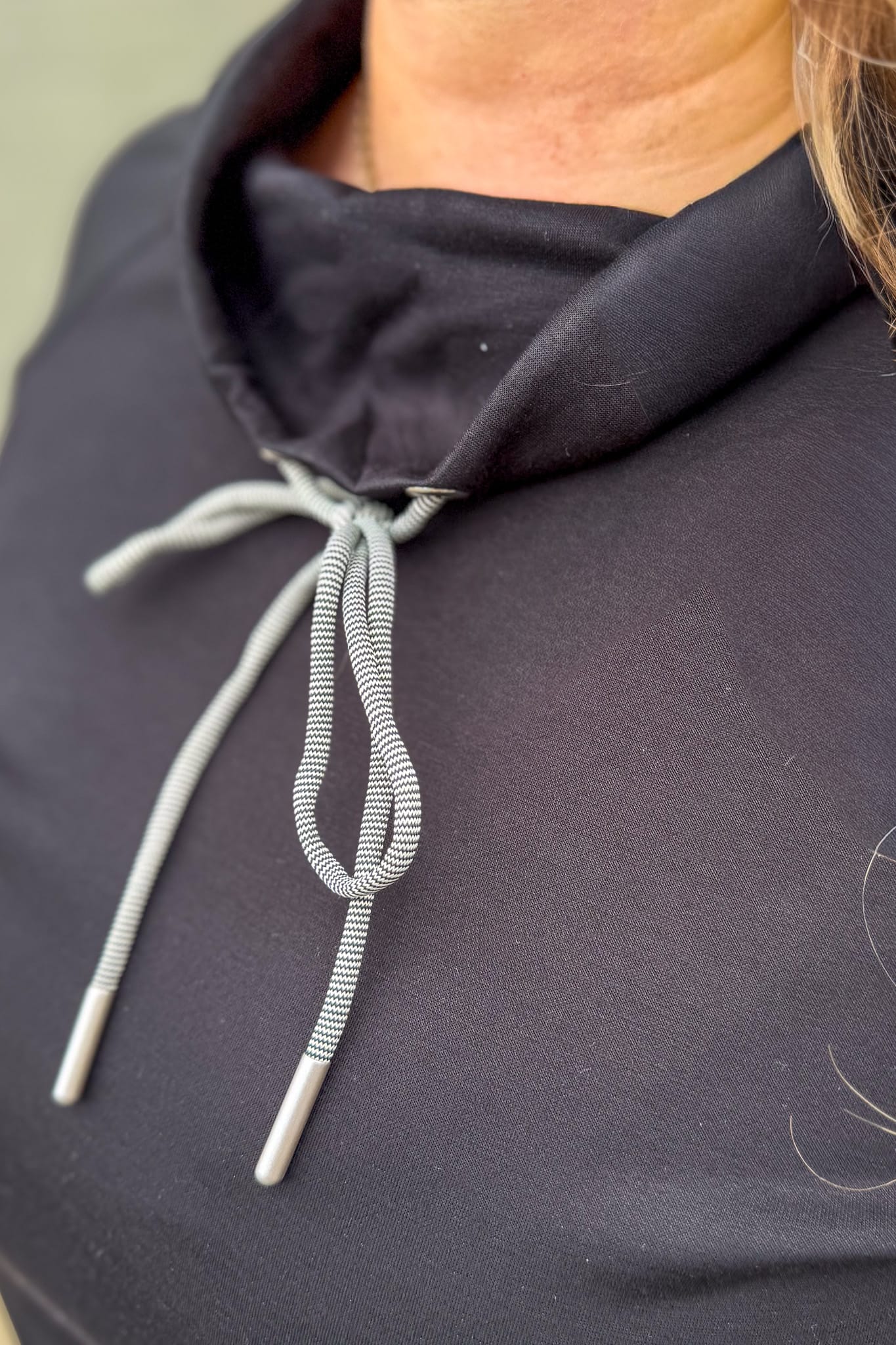 Black Soft Cowl Neck Pullover Detailed
