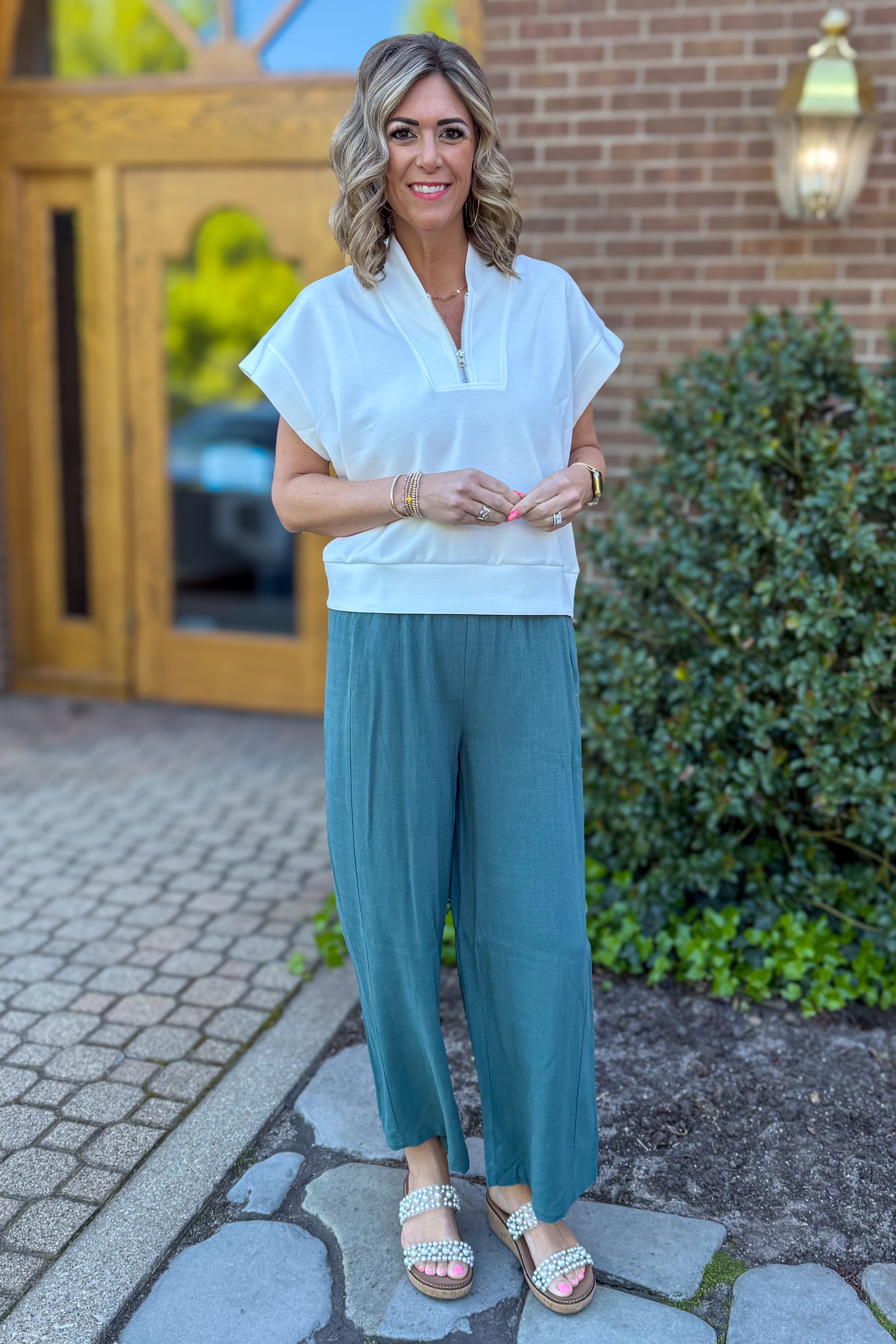 Lagoon Rayon Wide Leg Pant Styled