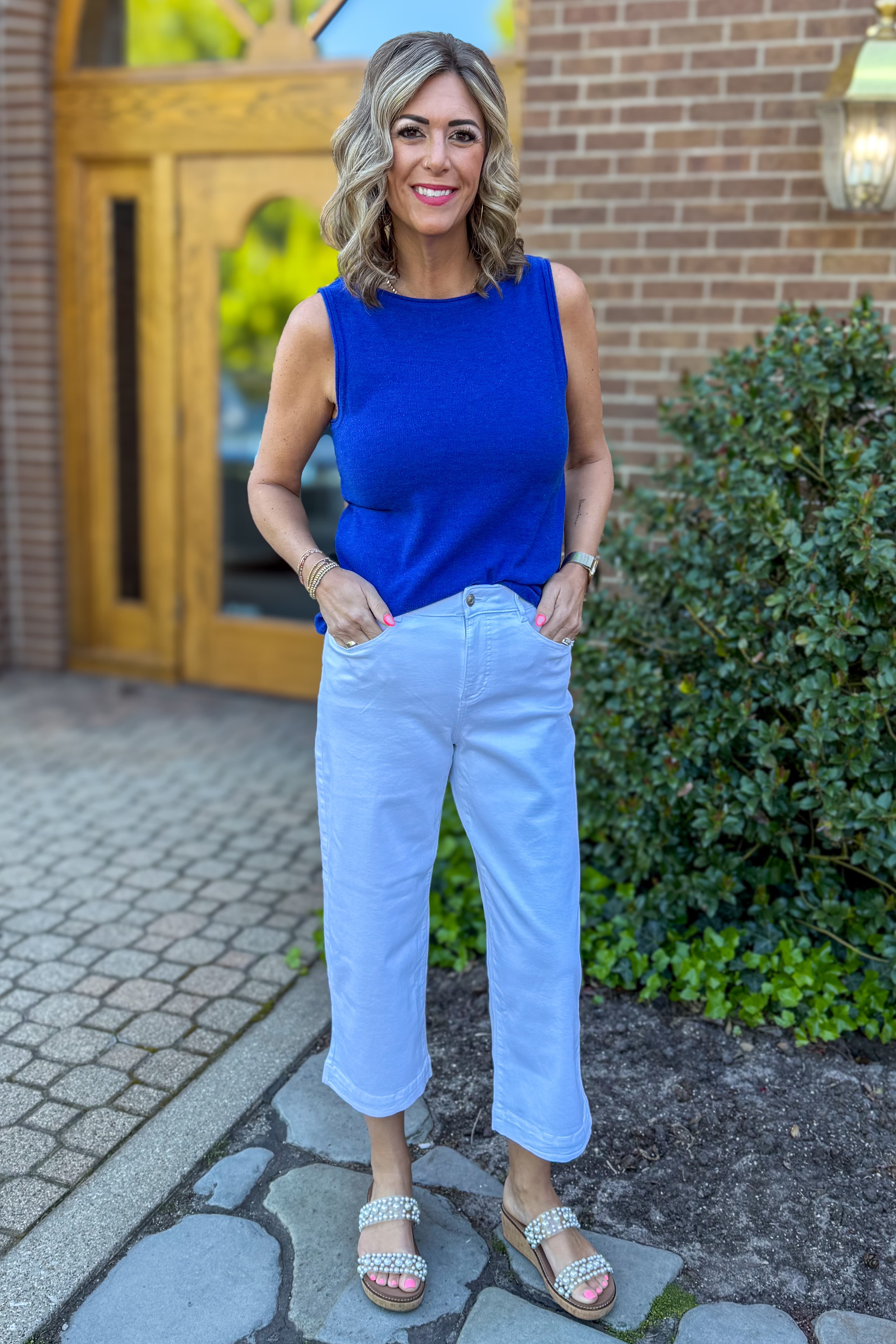 Royal Wide Neck Sleeveless Sweater Styled