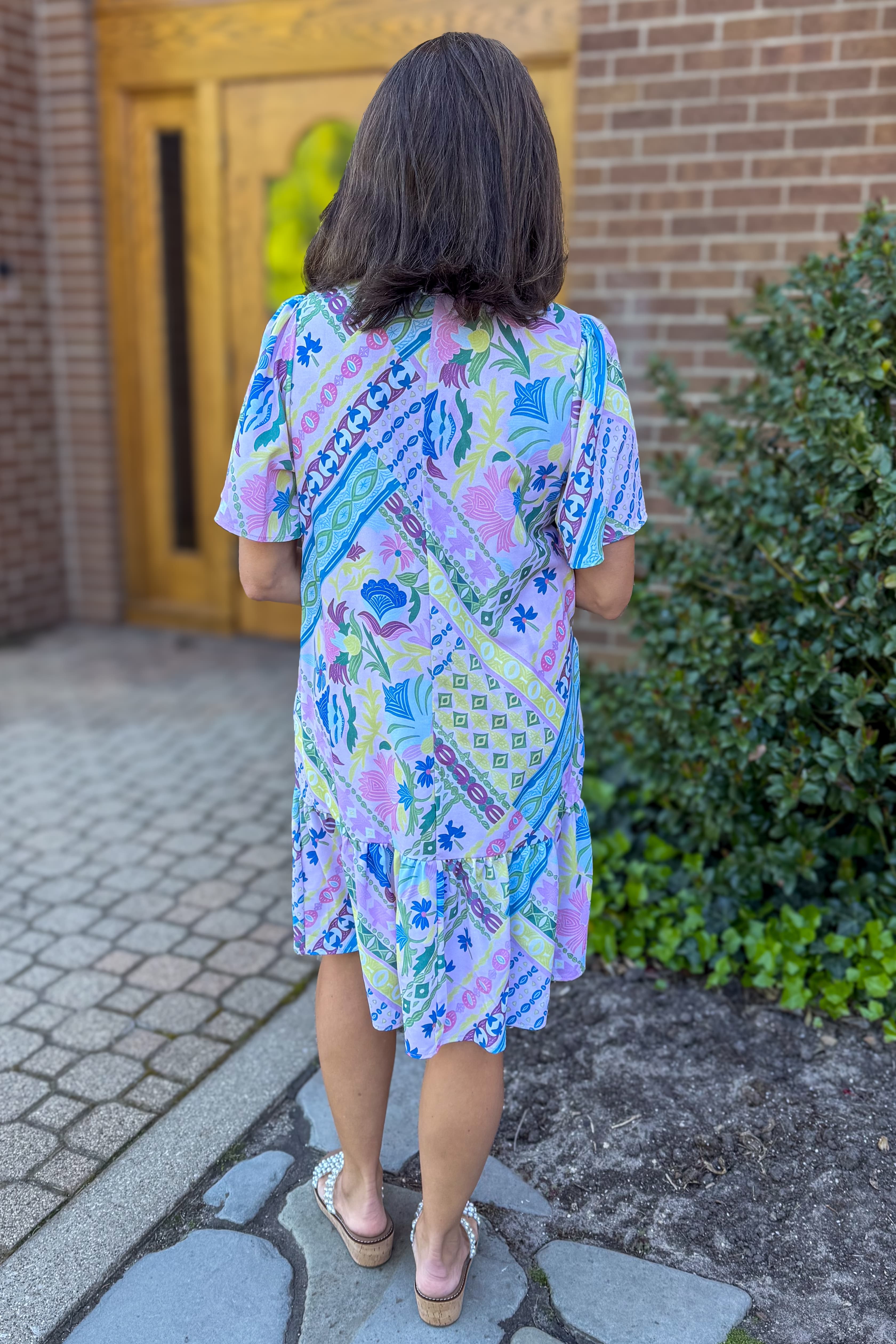 Sage & Lilac Bohemian Ruffle Hem Dress Back