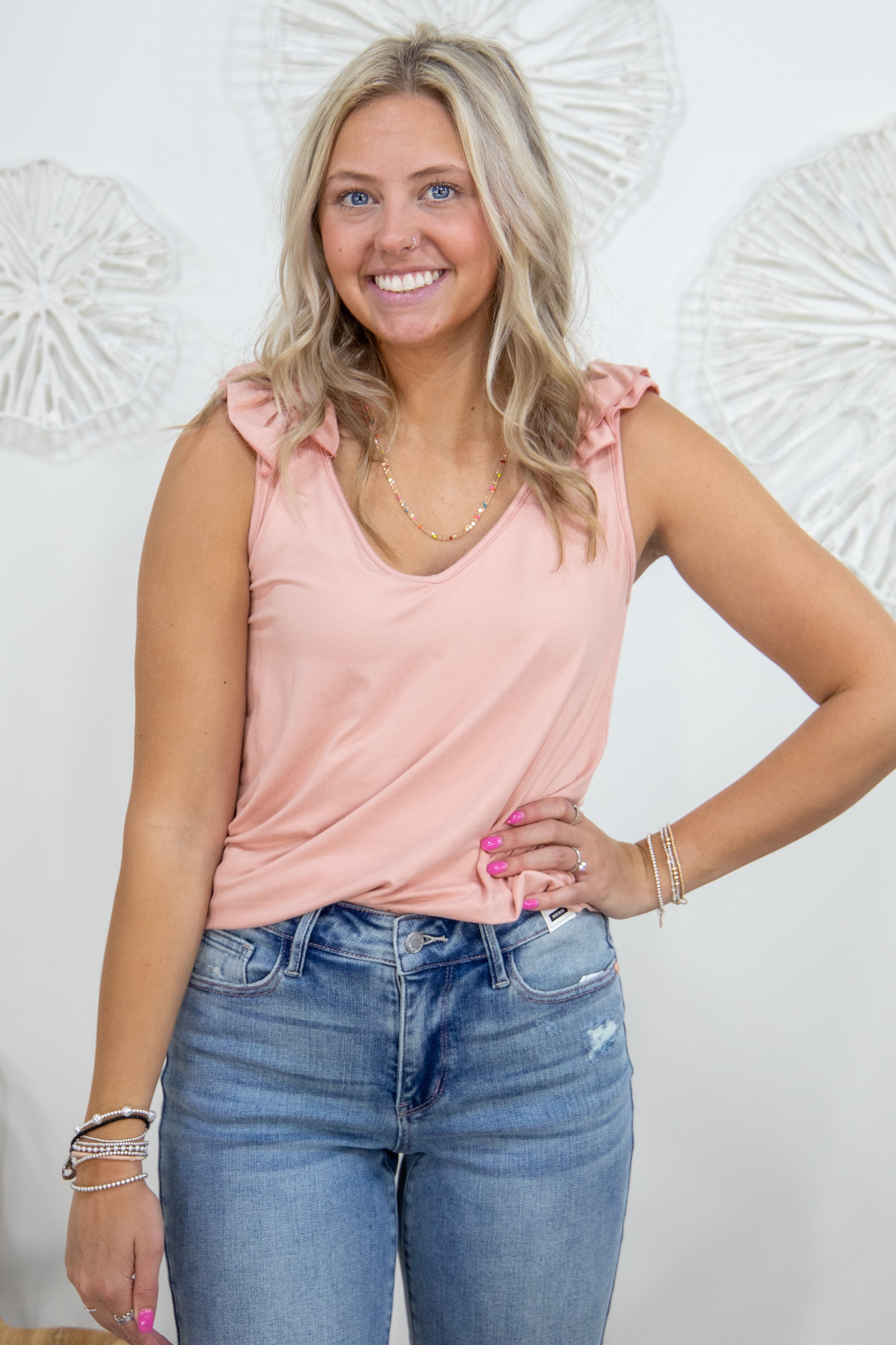 Blush Ruffle Tank