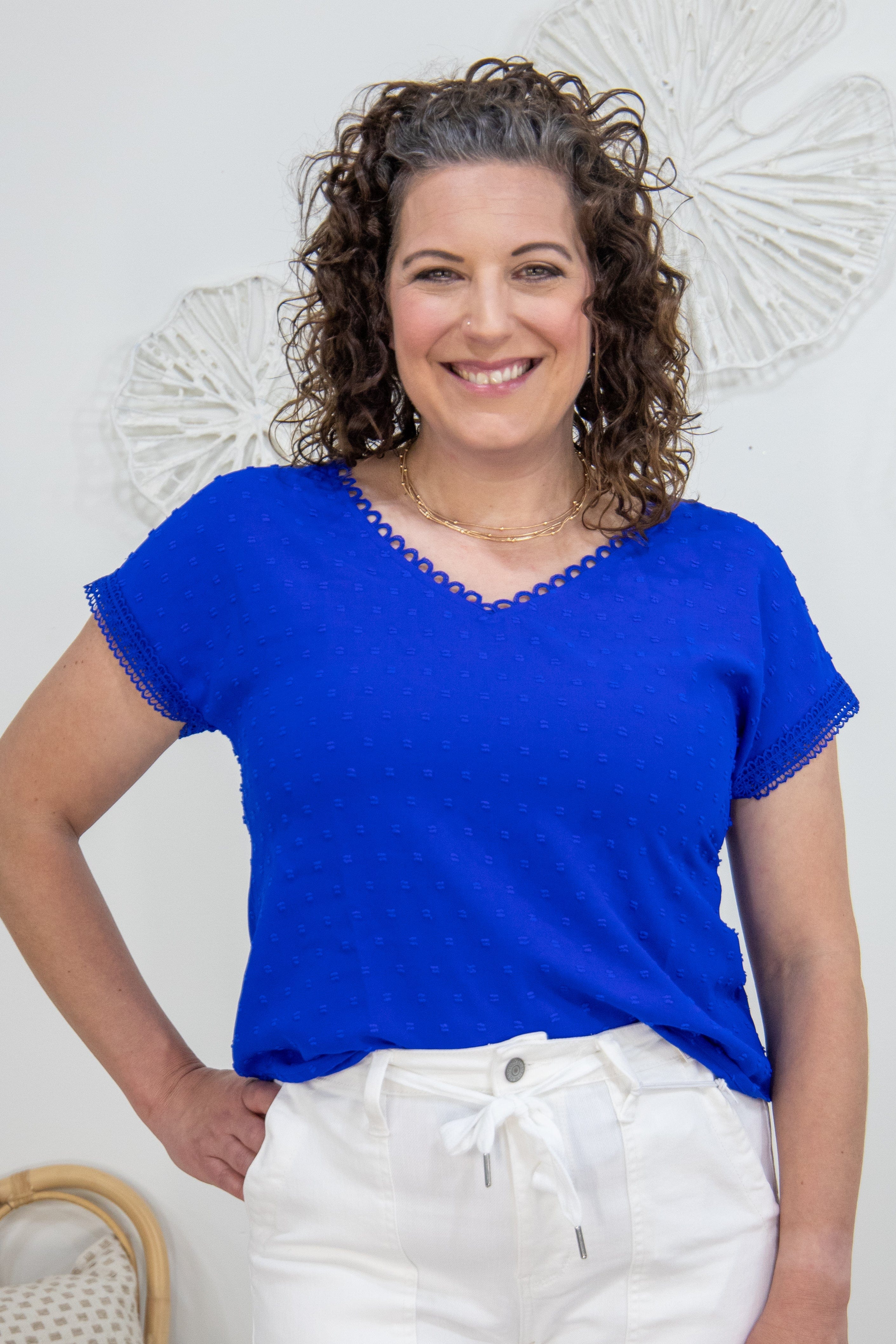 Royal Blue Dot Texture Blouse