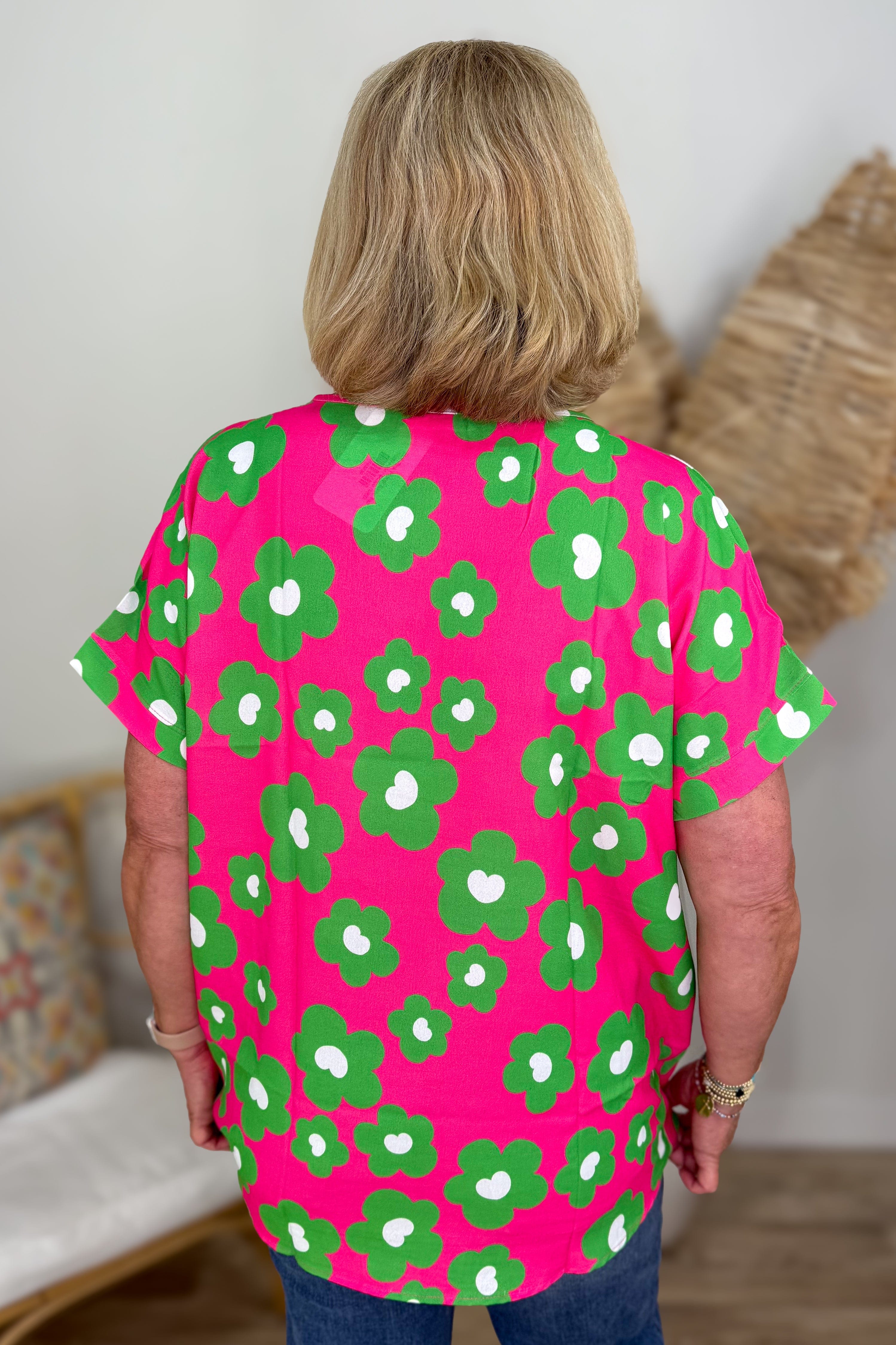 Hot Pink Floral Tunic Top back