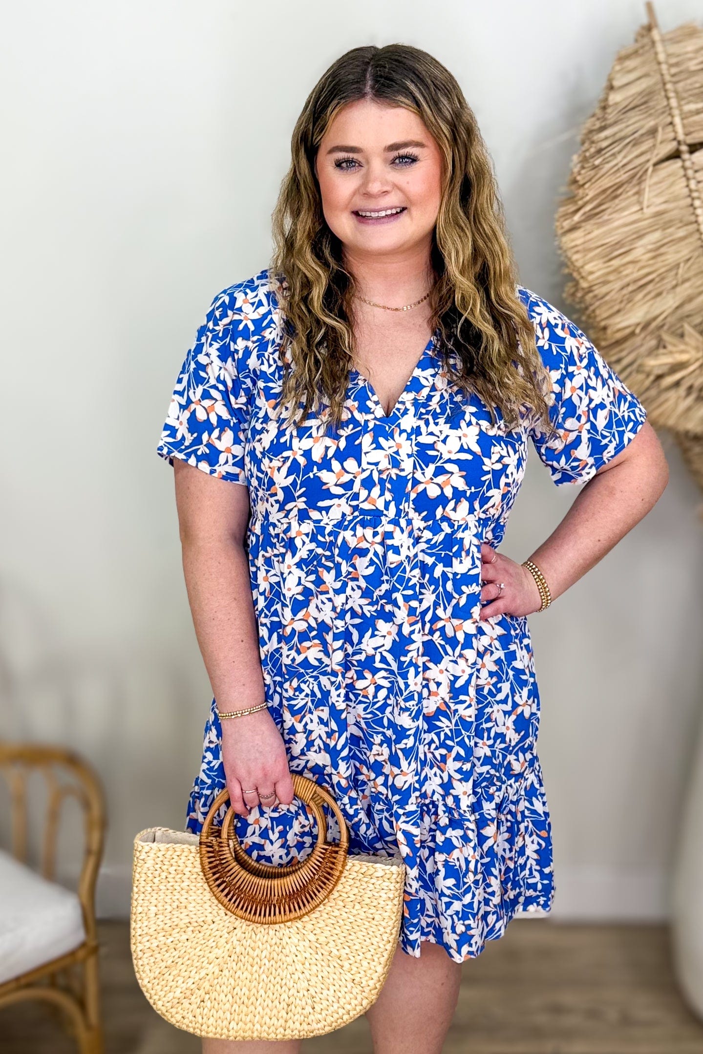 Blue Garden Floral Tiered Dress