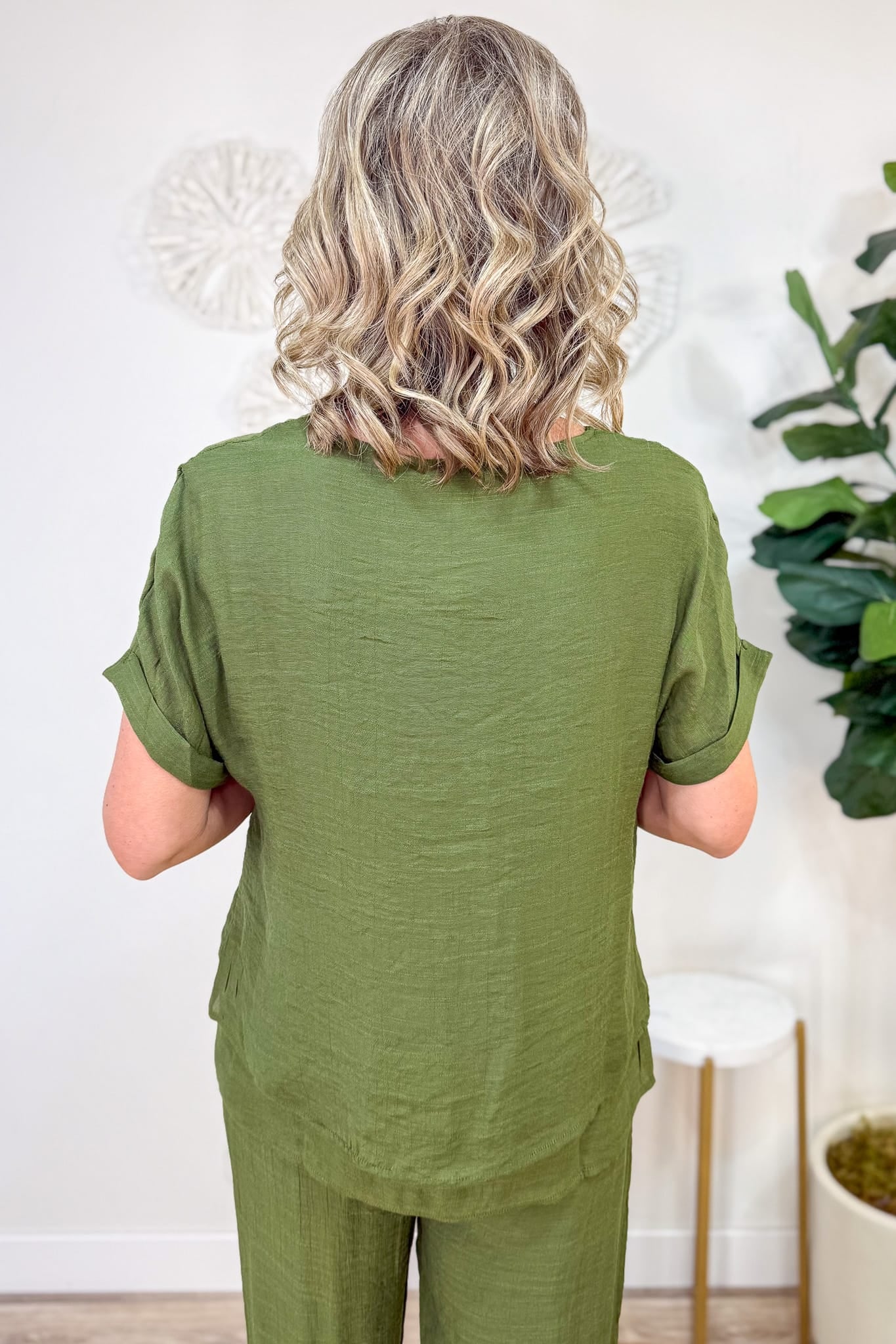 Olive Button Detail Top Back