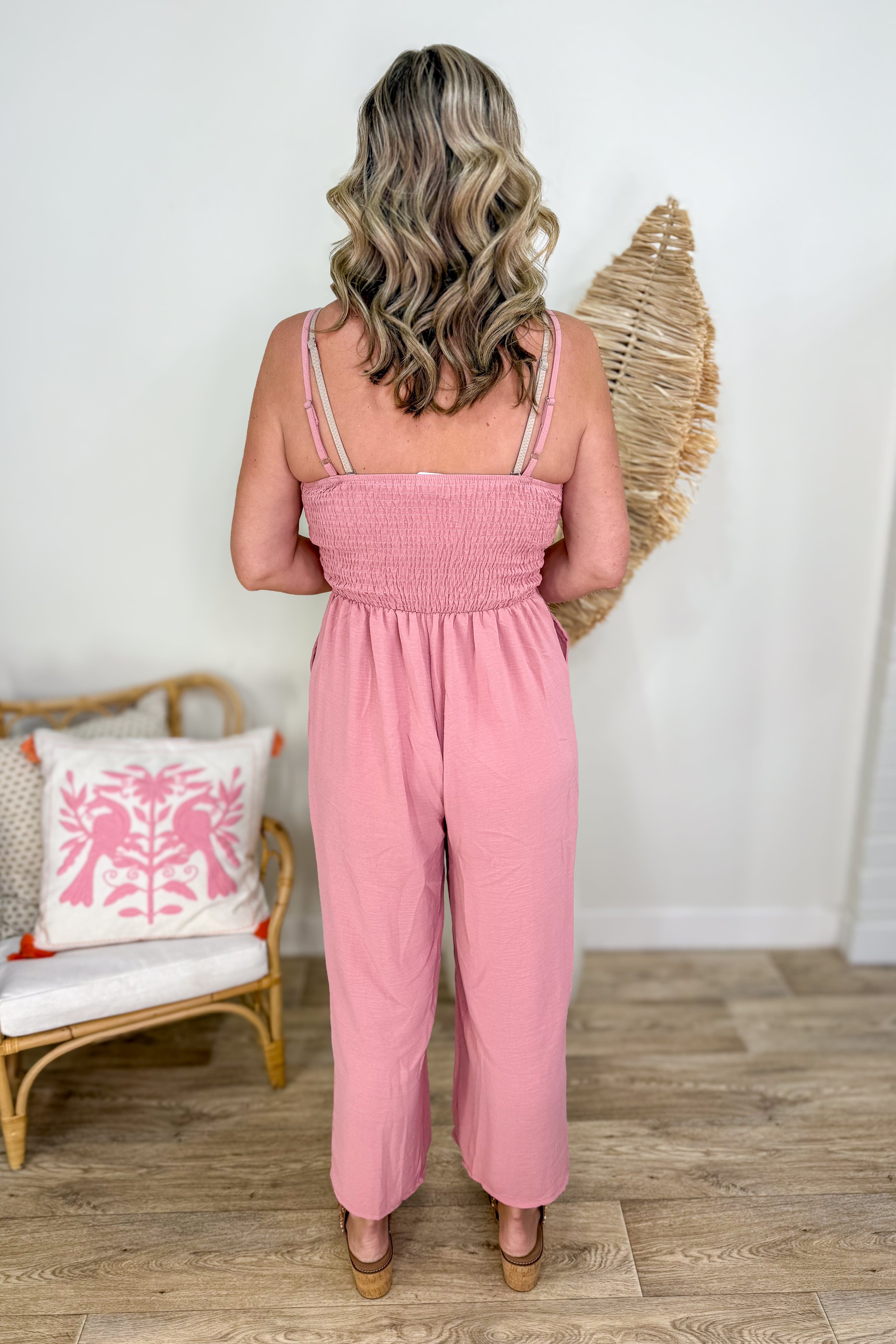 Rose Sleek Spaghetti Strap Jumpsuit