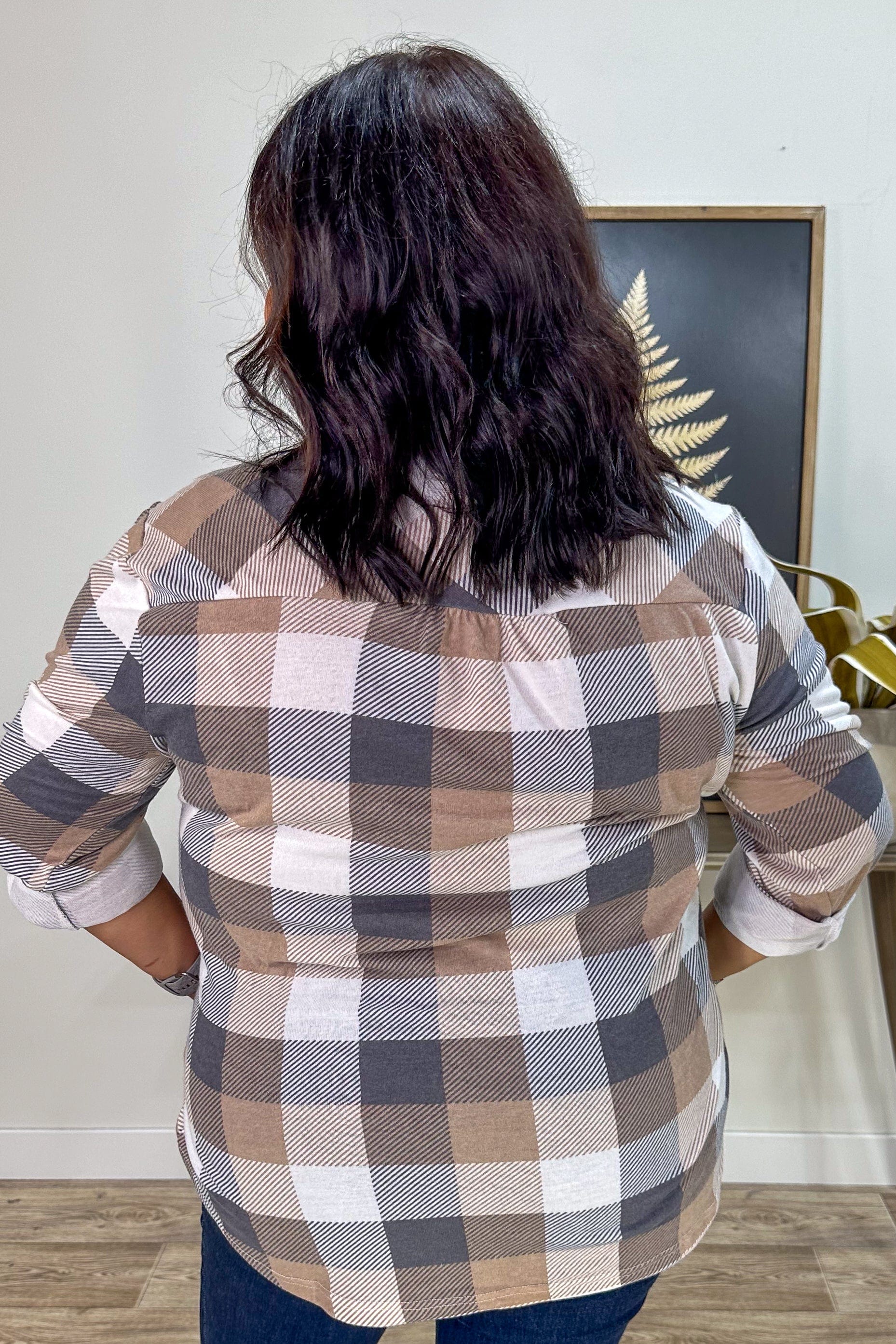 Beige & Grey Plaid Cozy Shirt