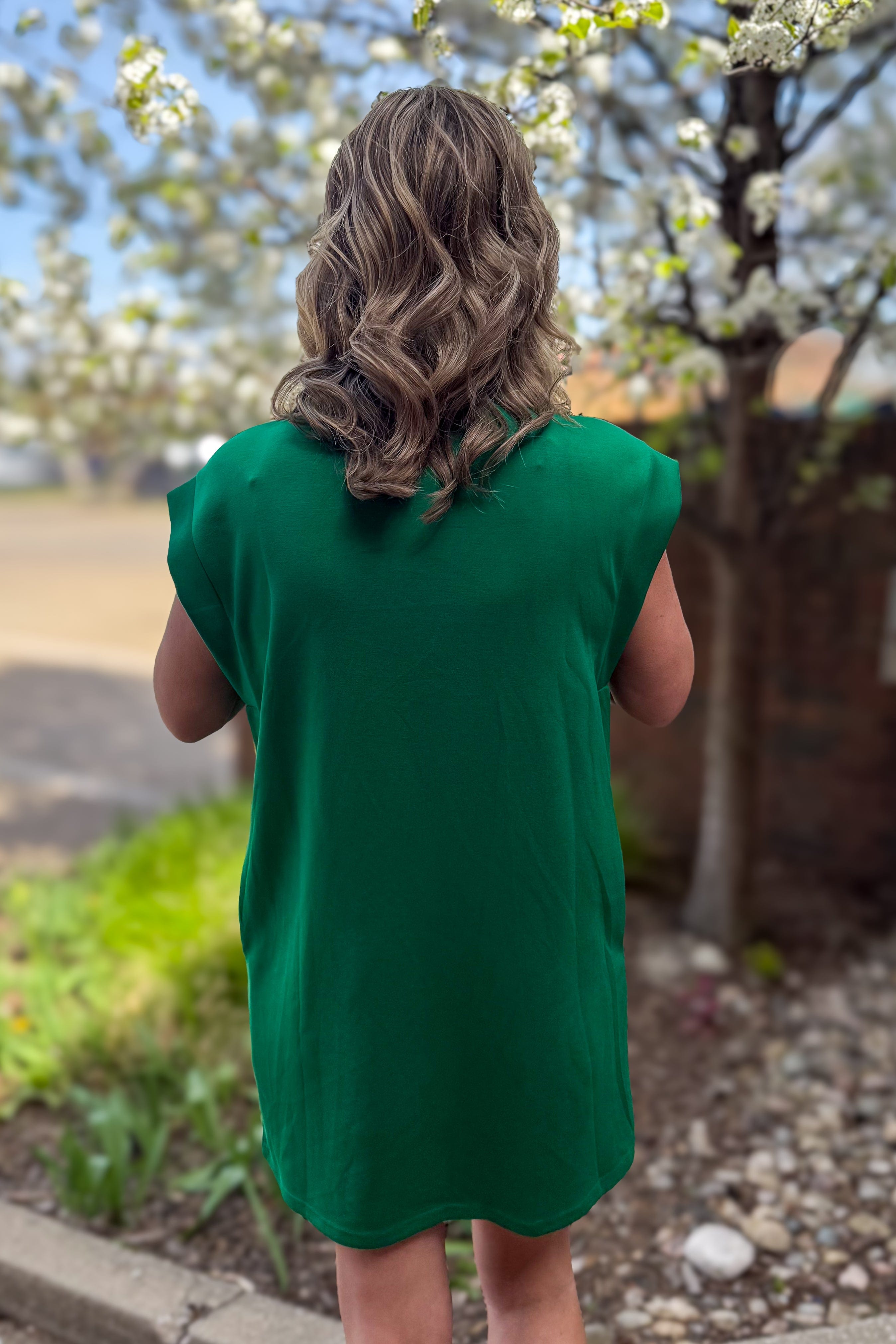 Green Scuba Bow Detail Dress back