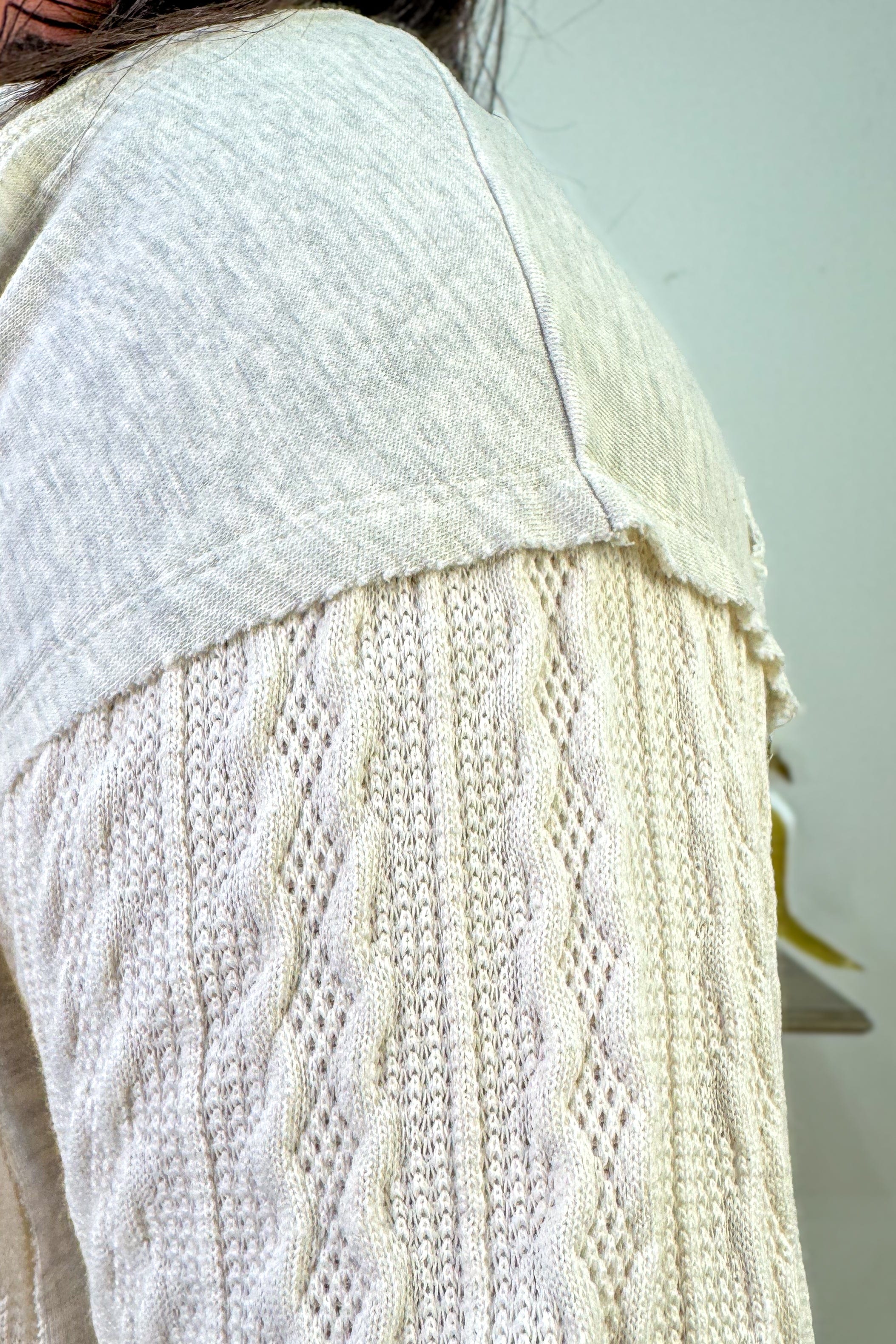 Cable Texture Mix Terry Short Shacket details