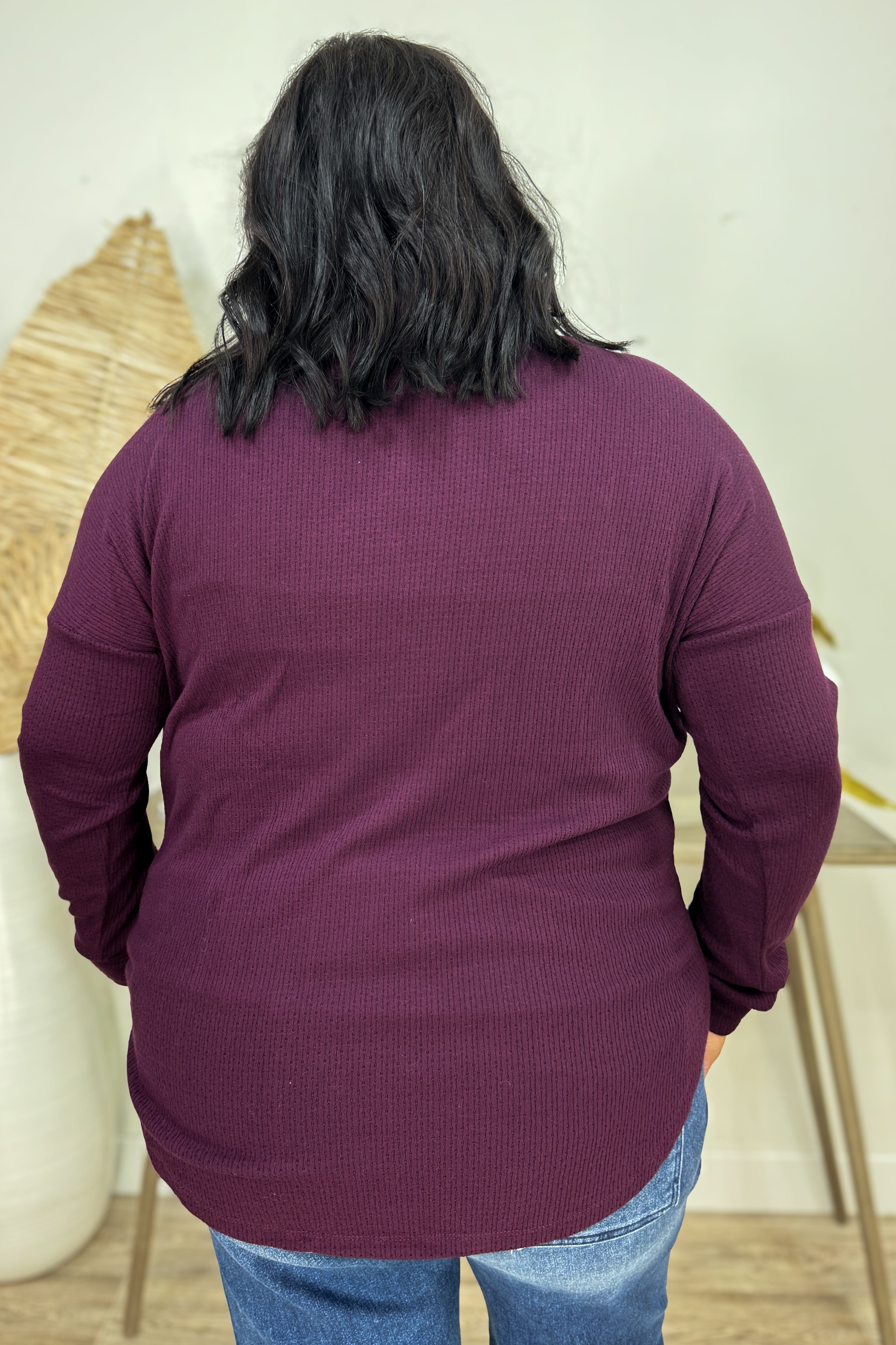 Wine Slouchy Cowl Neck Top back